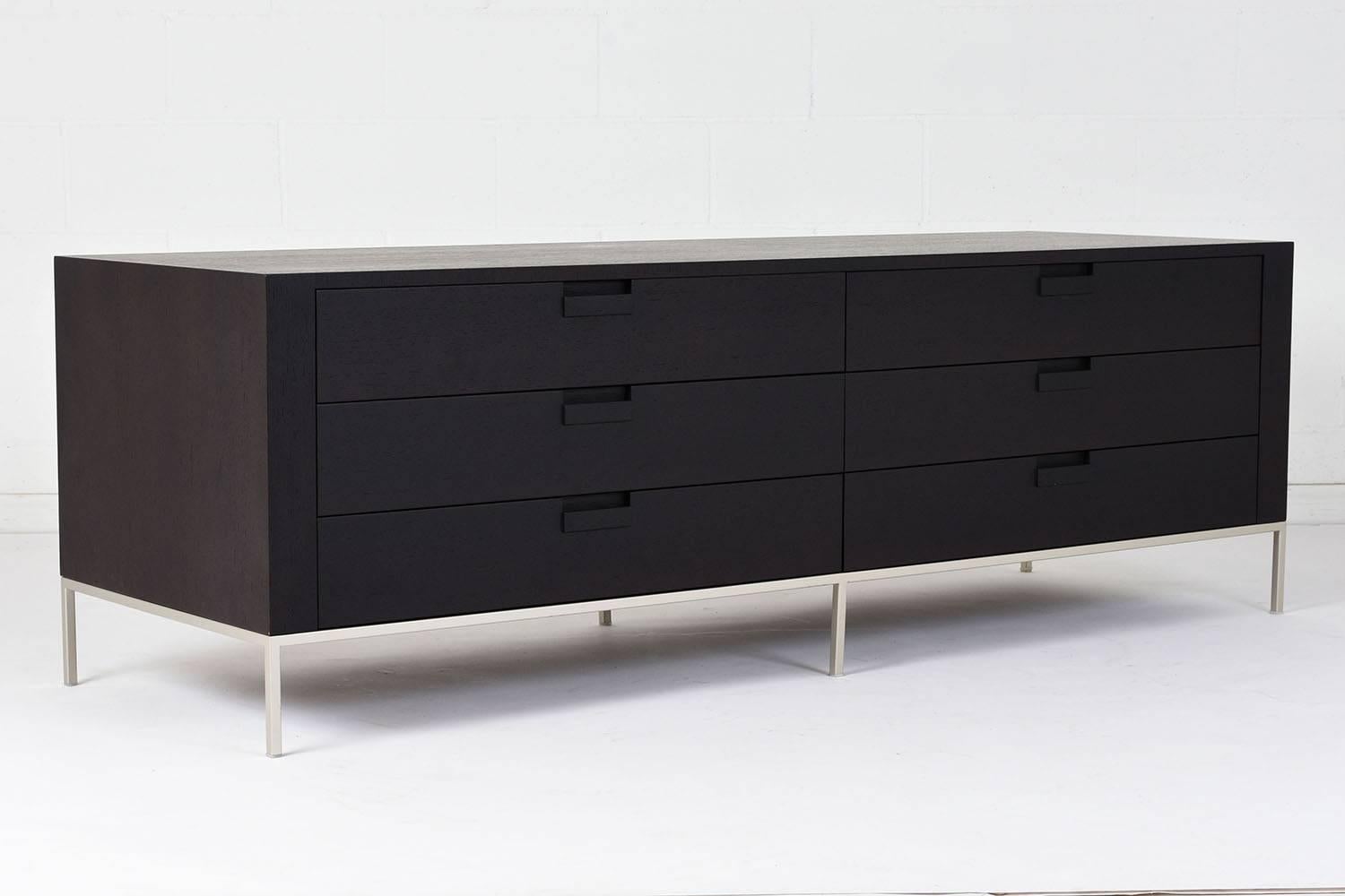 Carved Mid-Century Modern Style Ebonized Chest of Drawers by Antonio Citterio