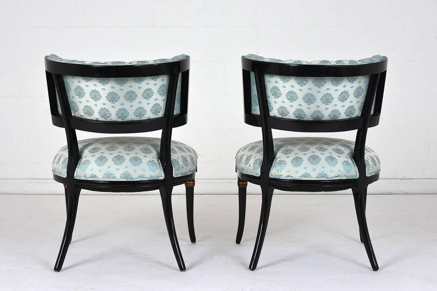 20th Century Pair of Midcentury Regency-Style Ebonized Lounge Chairs