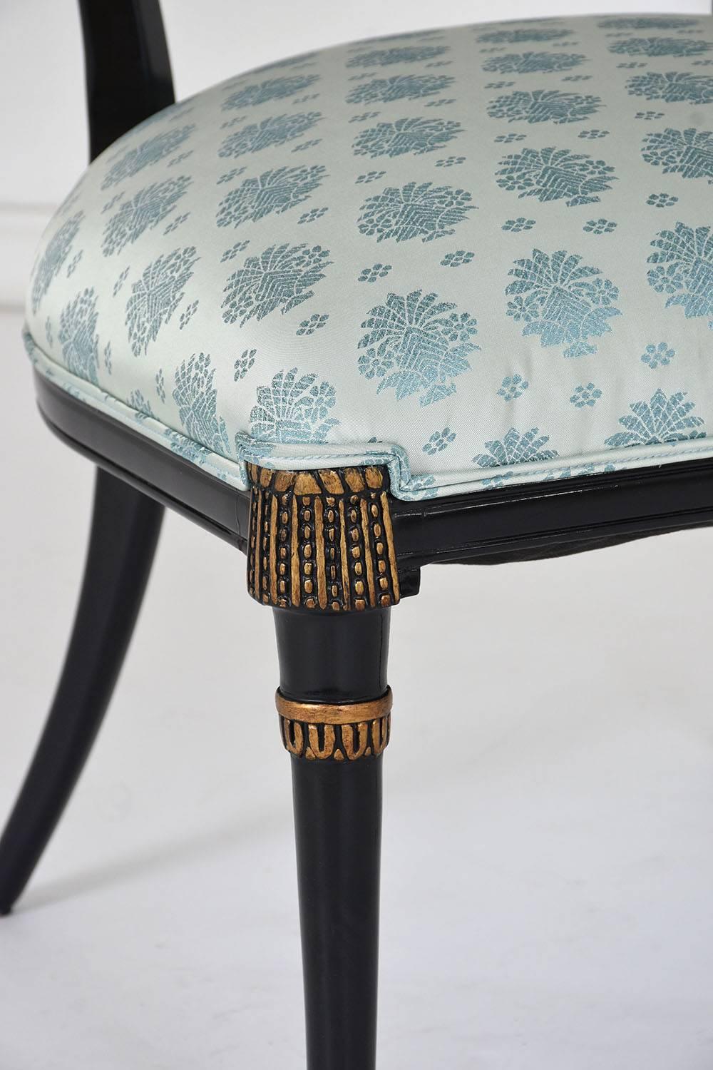 Pair of Midcentury Regency-Style Ebonized Lounge Chairs 3