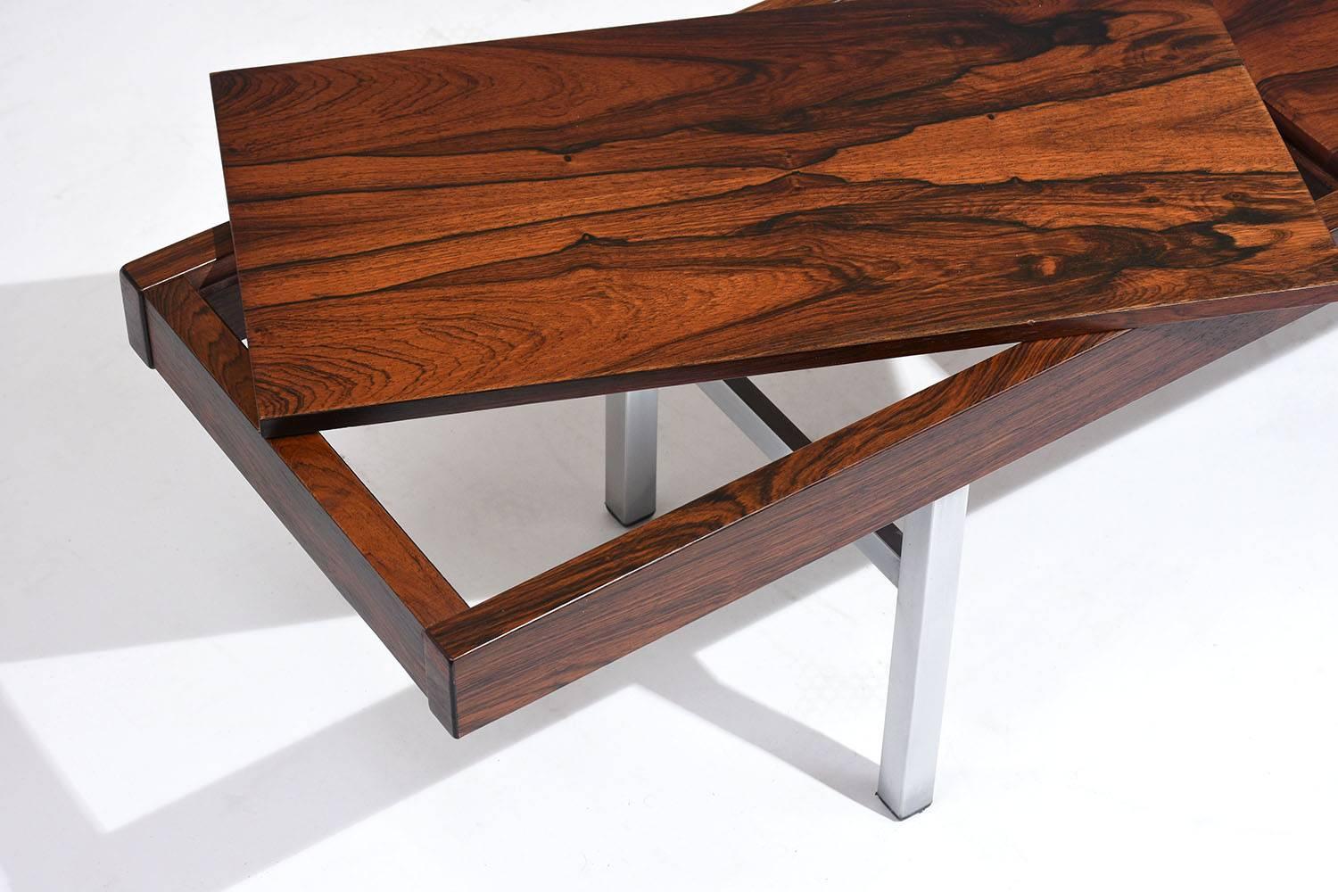 Modern Rosewood and Chrome Bench 1