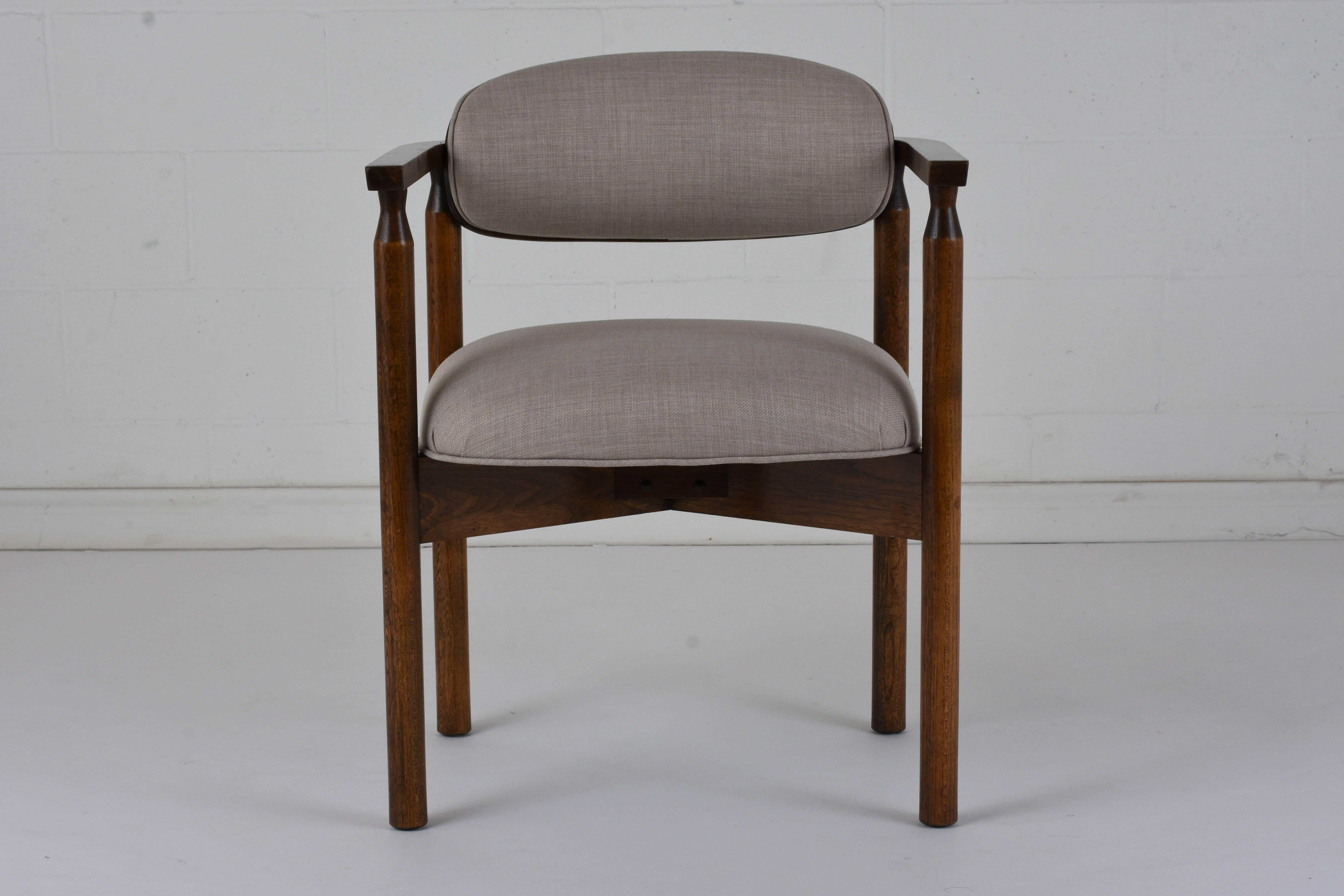 Fabric Set of Six Midcentury Dining Chairs