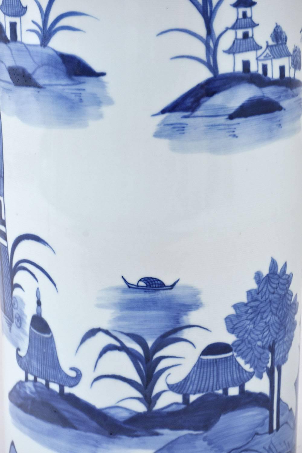 20th Century Chinoiserie Porcelain Umbrella Stand