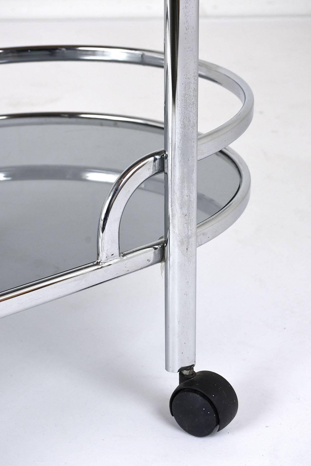 Mid-Century Modern Chrome and Glass Bar Cart 2