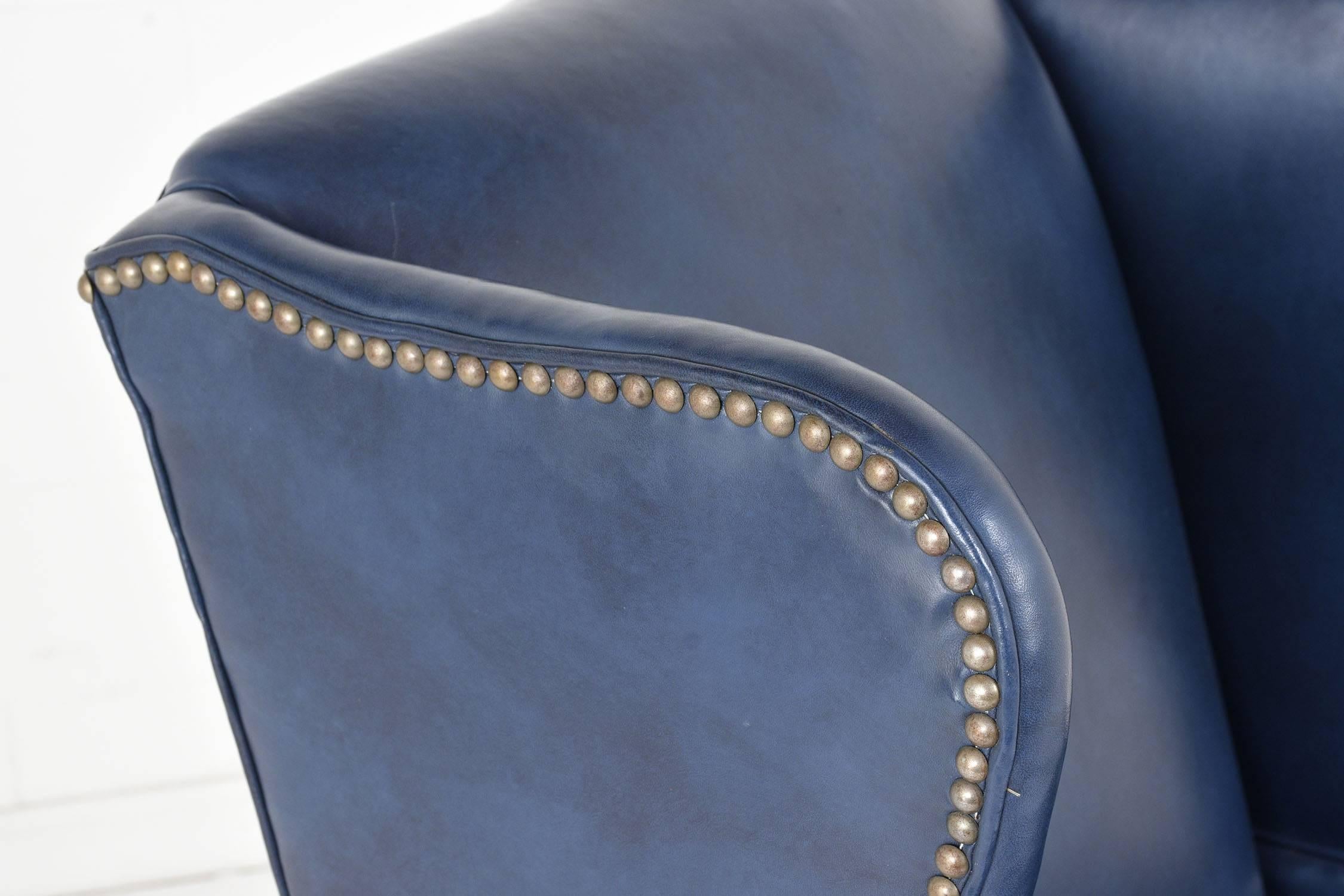 20th Century Regency-Style Wingback Leather Chair