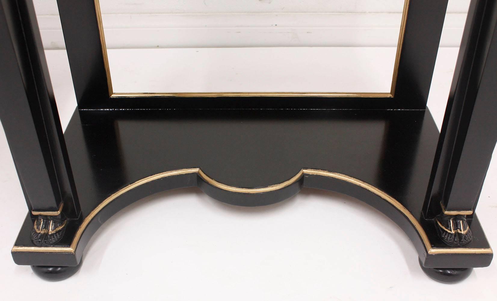 Brass Pair of Early 20th Century French Empire Ebonized Side Tables