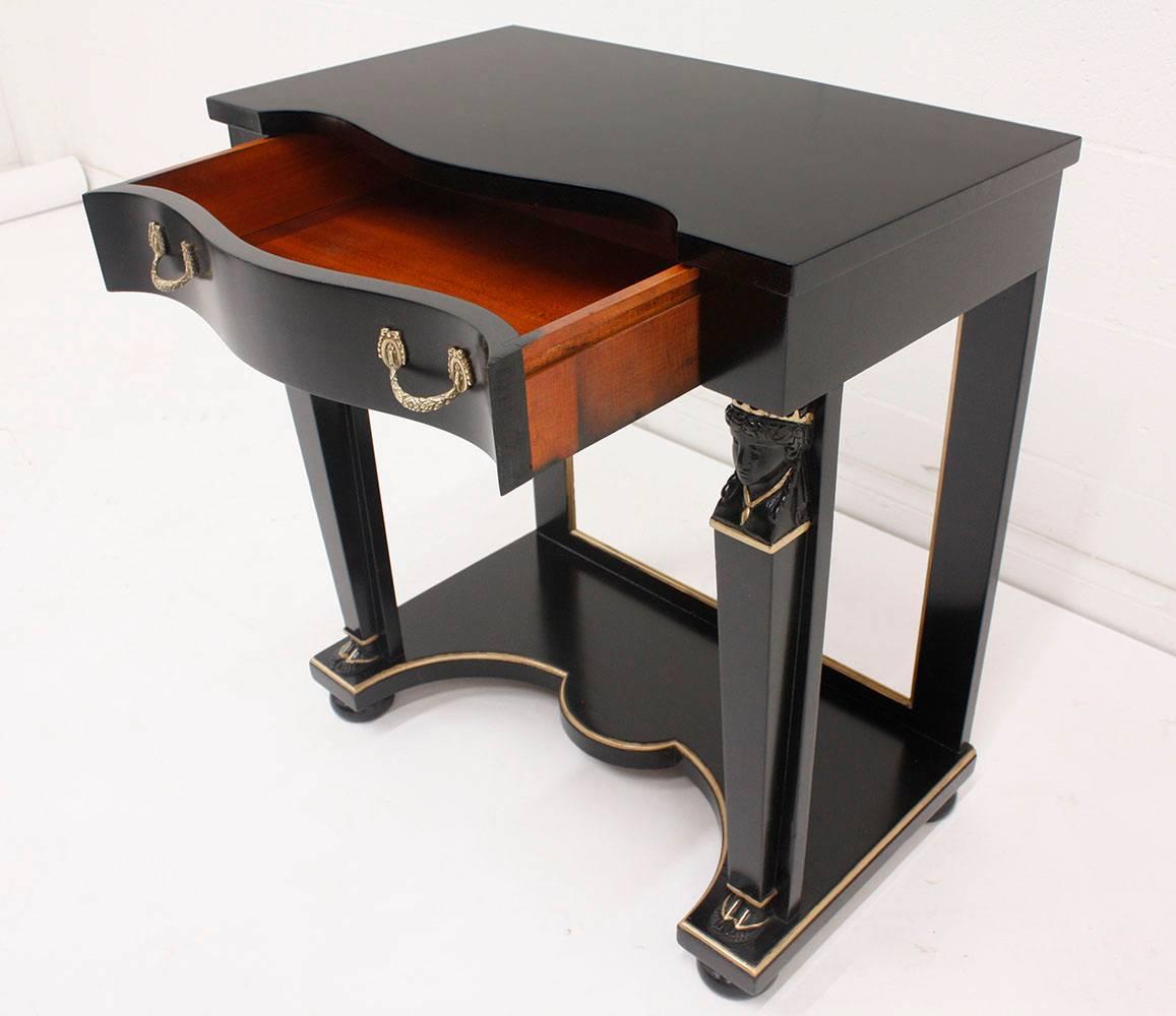 Pair of Early 20th Century French Empire Ebonized Side Tables 1