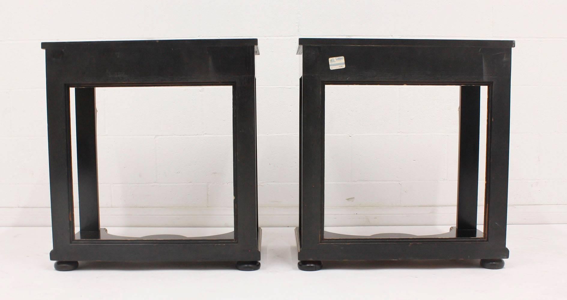 Pair of Early 20th Century French Empire Ebonized Side Tables 4