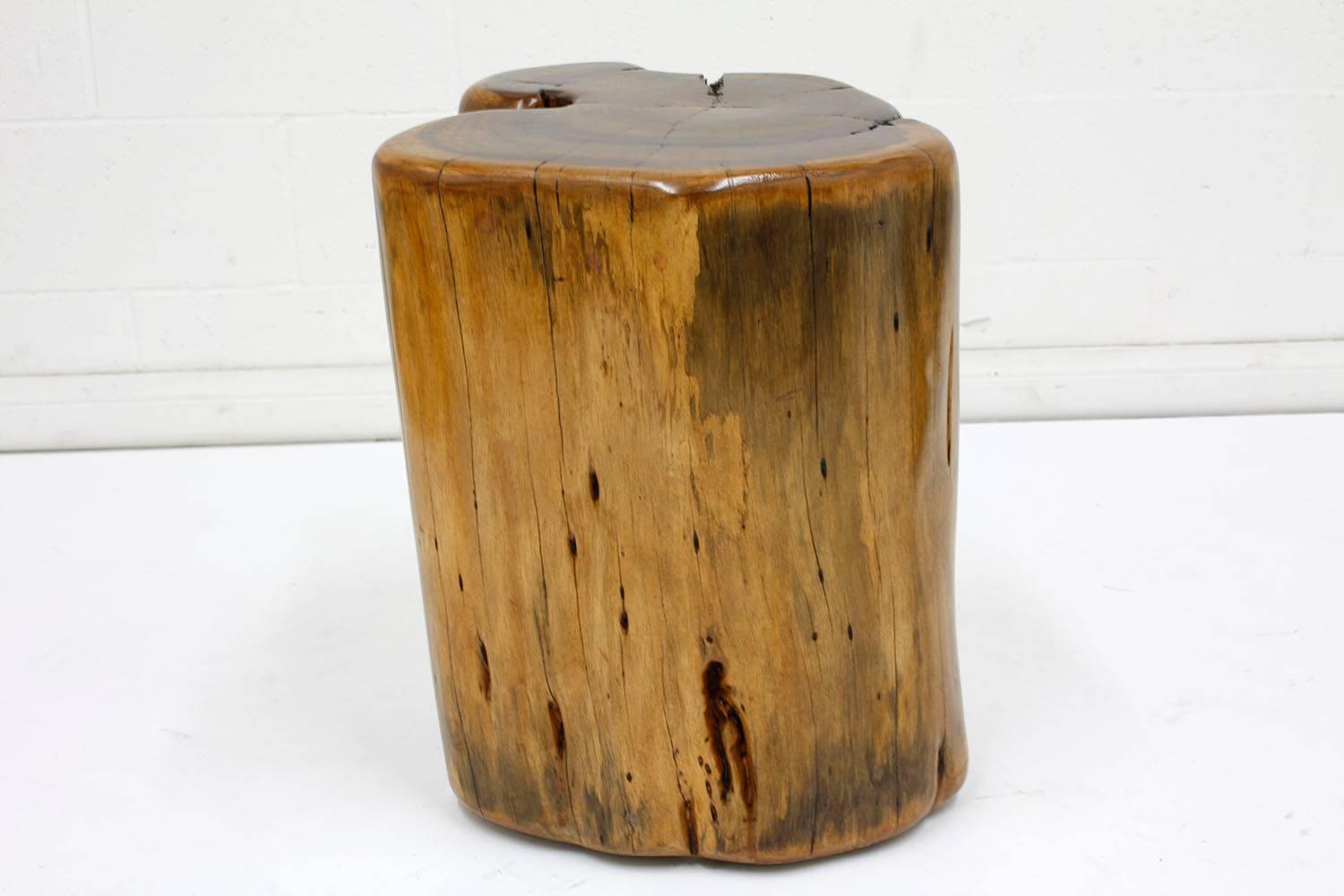 Organic Modern Pair of Organic Free-Form Wood Stump Side Tables or Stools