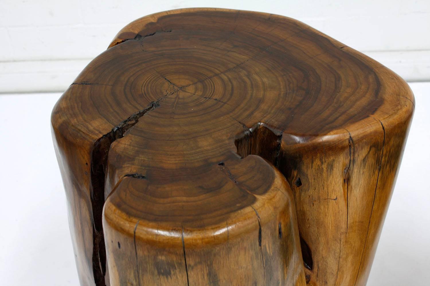 20th Century Pair of Organic Free-Form Wood Stump Side Tables or Stools