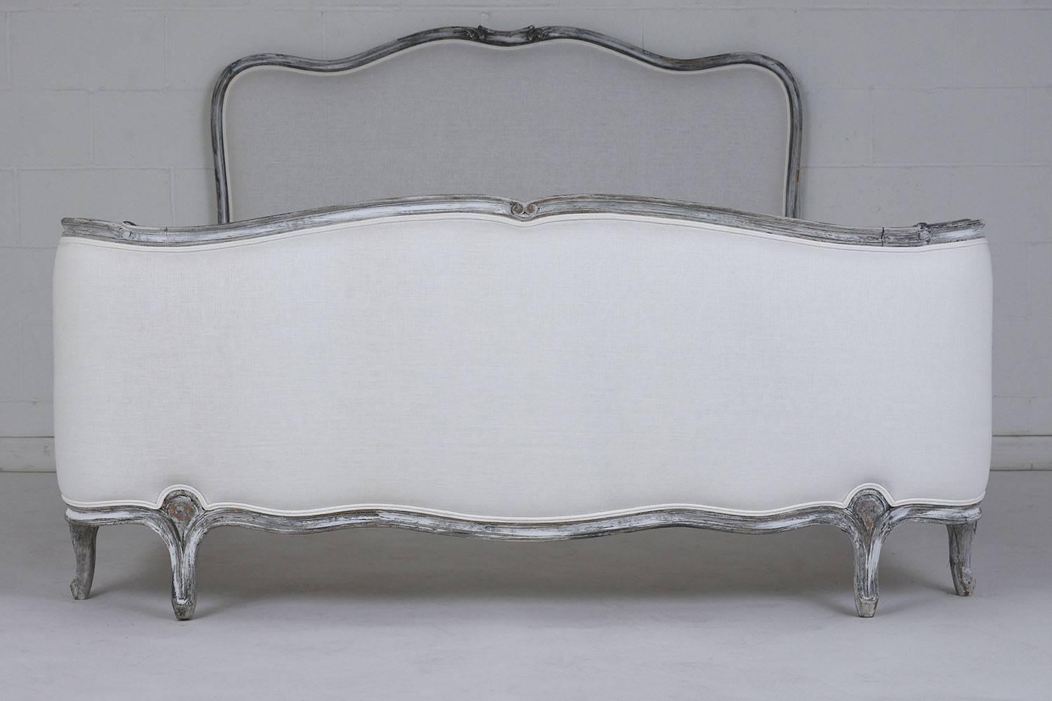 Carved French Louis XV Painted Bed