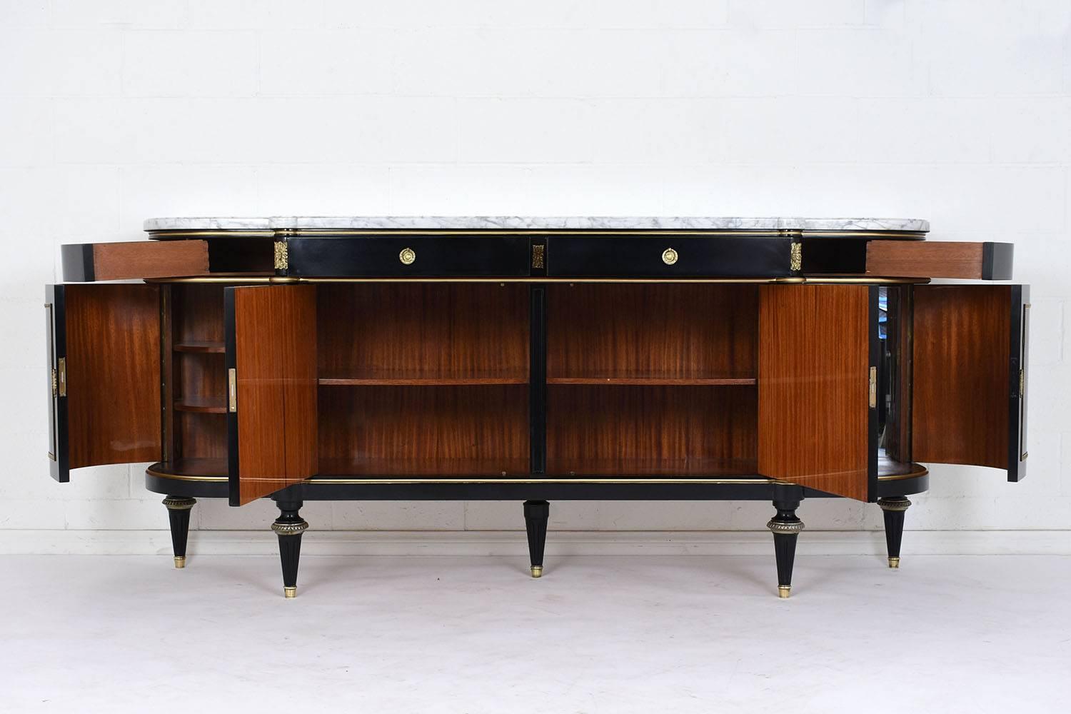 Antique French Louis XVI-Style Ebonized Buffet In Excellent Condition In Los Angeles, CA