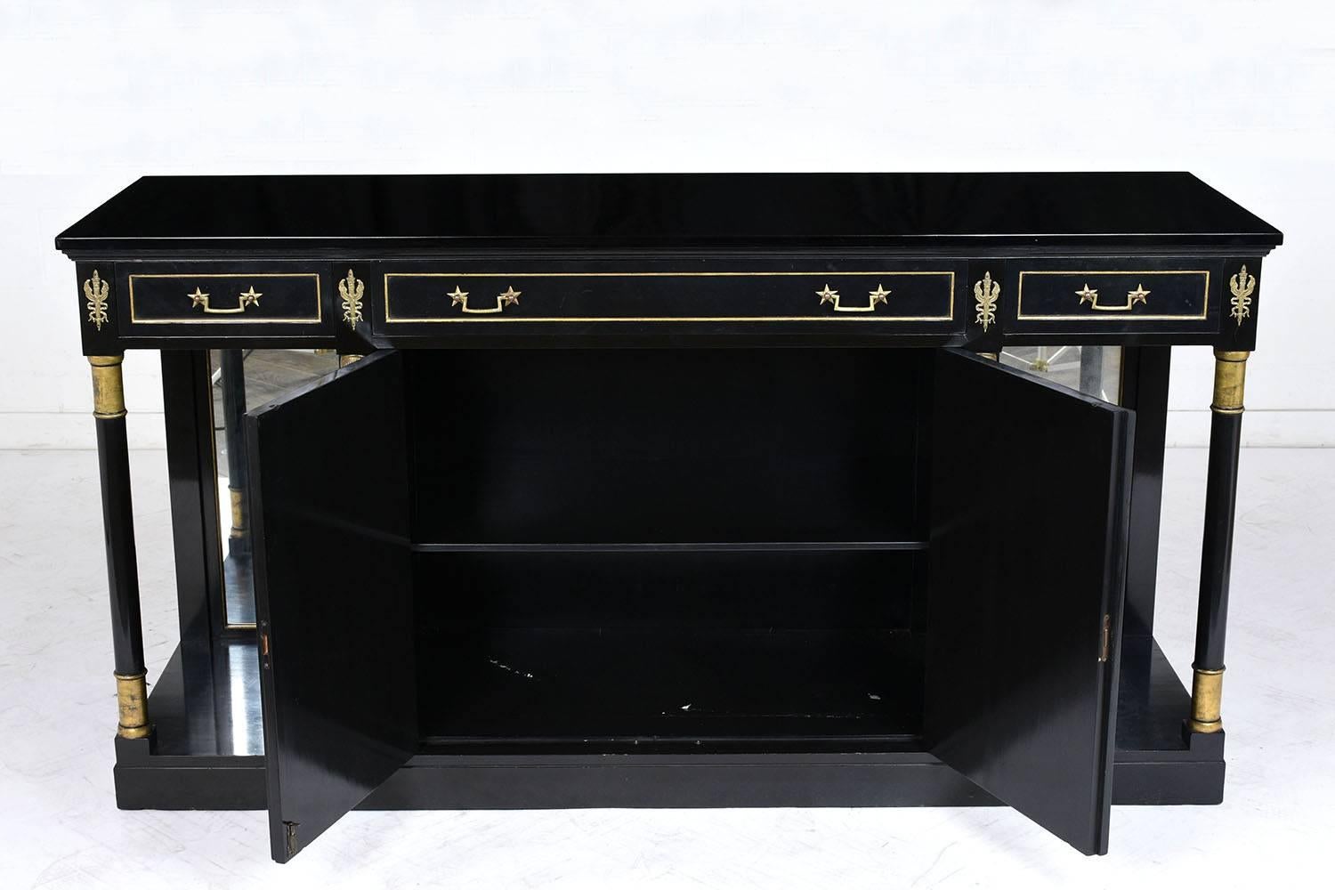 Carved Empire-Style Ebonized Server or Buffet