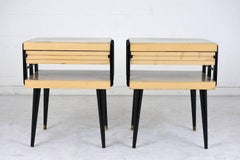 Modern Pair of Open Shelf Nightstands