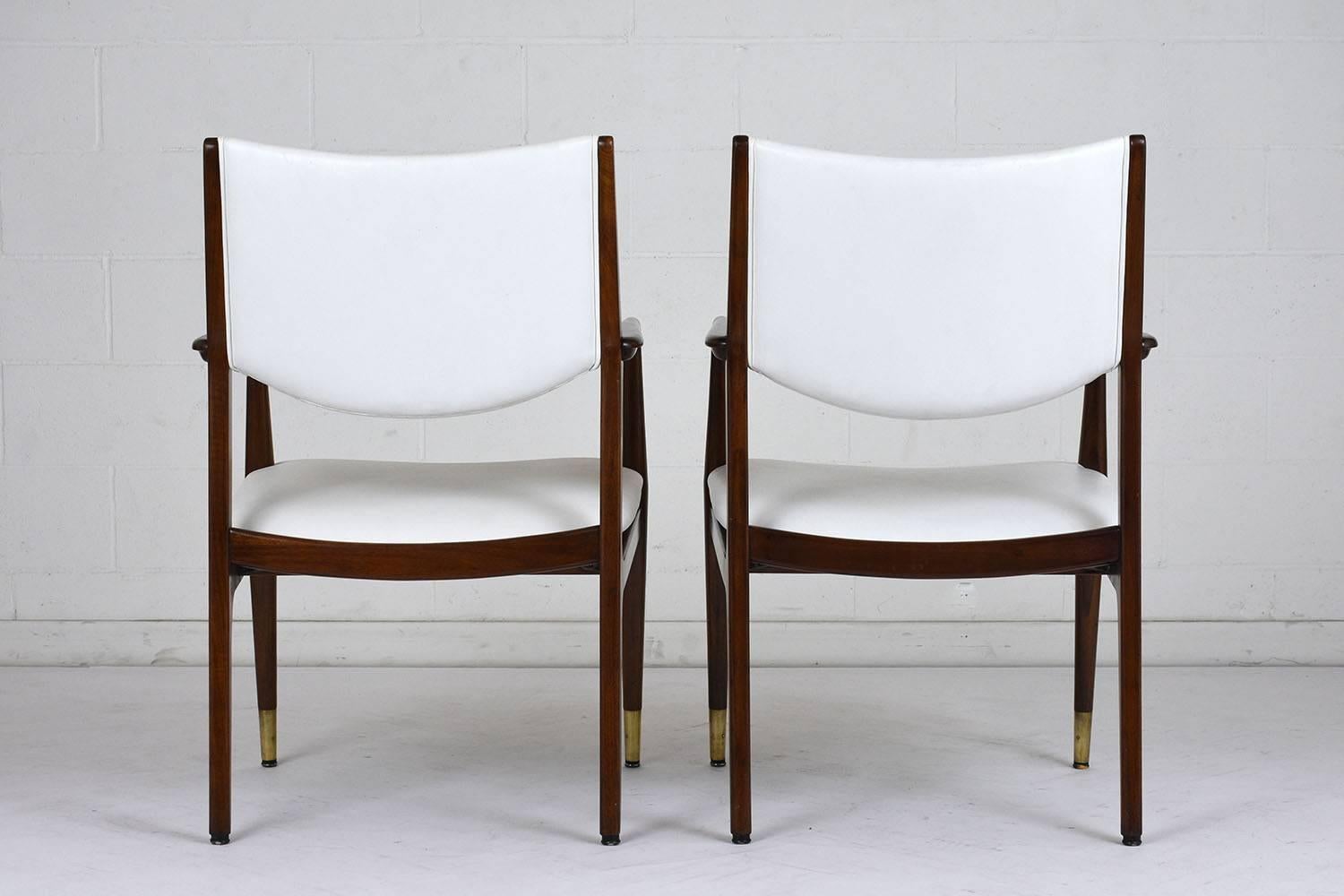 Lacquered Pair of Walnut and Naugahyde Armchairs by George Reinoehl for Stow & Davis