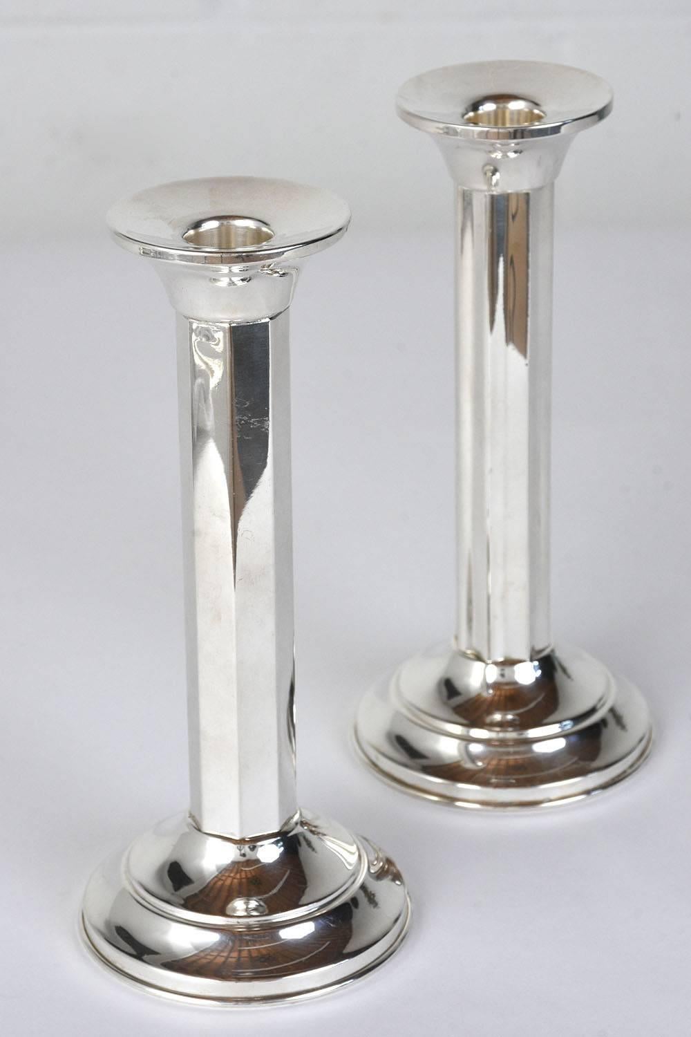silver candleholders