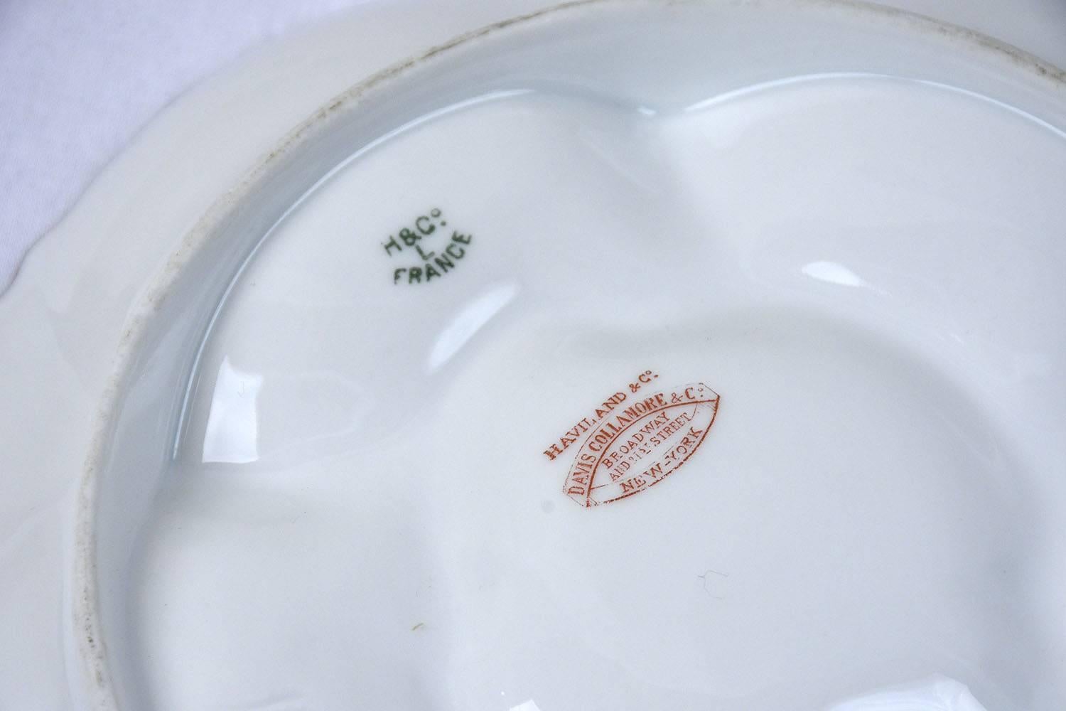 French Set of Eight Haviland & Co. Limoges Porcelain Oyster Plates