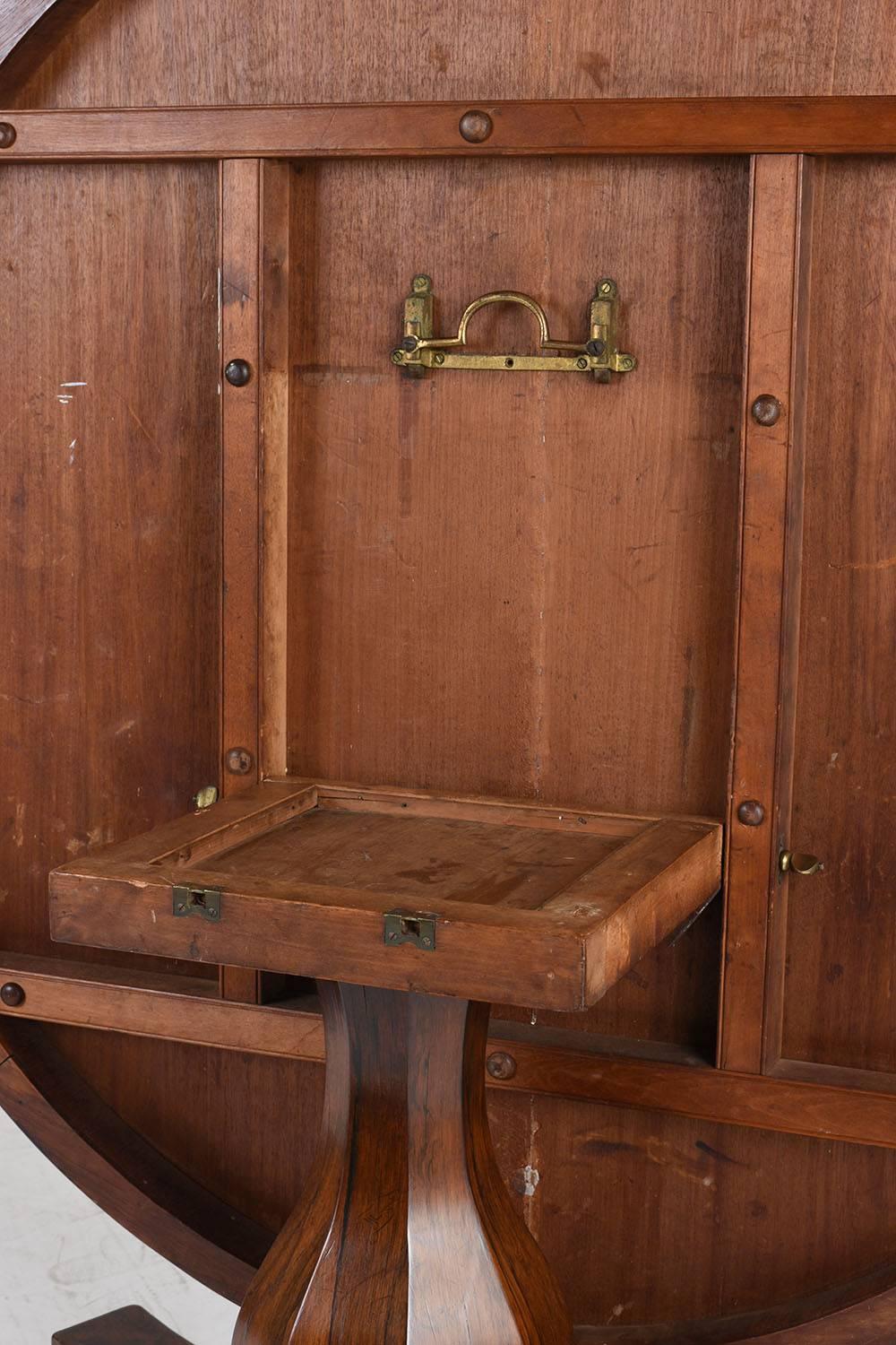 Brass French Empire-Style Rosewood Center Tilt-Top Table