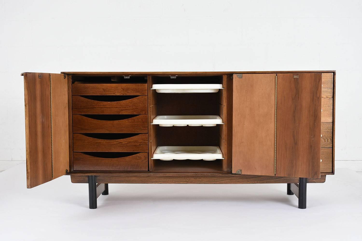 Carved Mid-Century Modern Credenza by Lawrence Peabody 