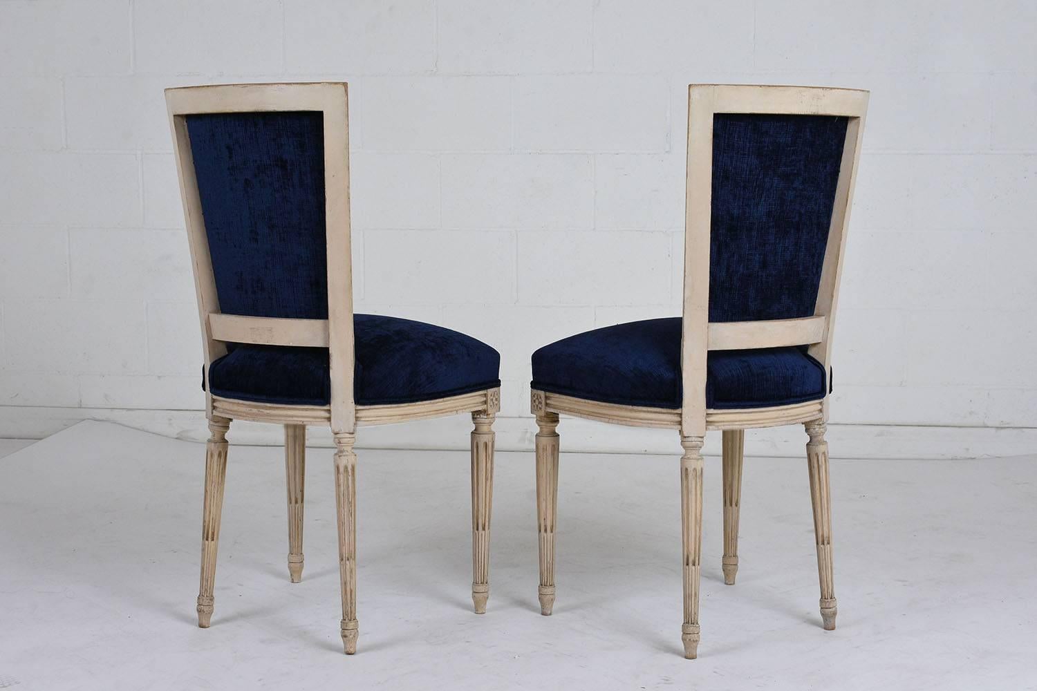 Fabric Set of Six French Louis XVI Dining Chairs