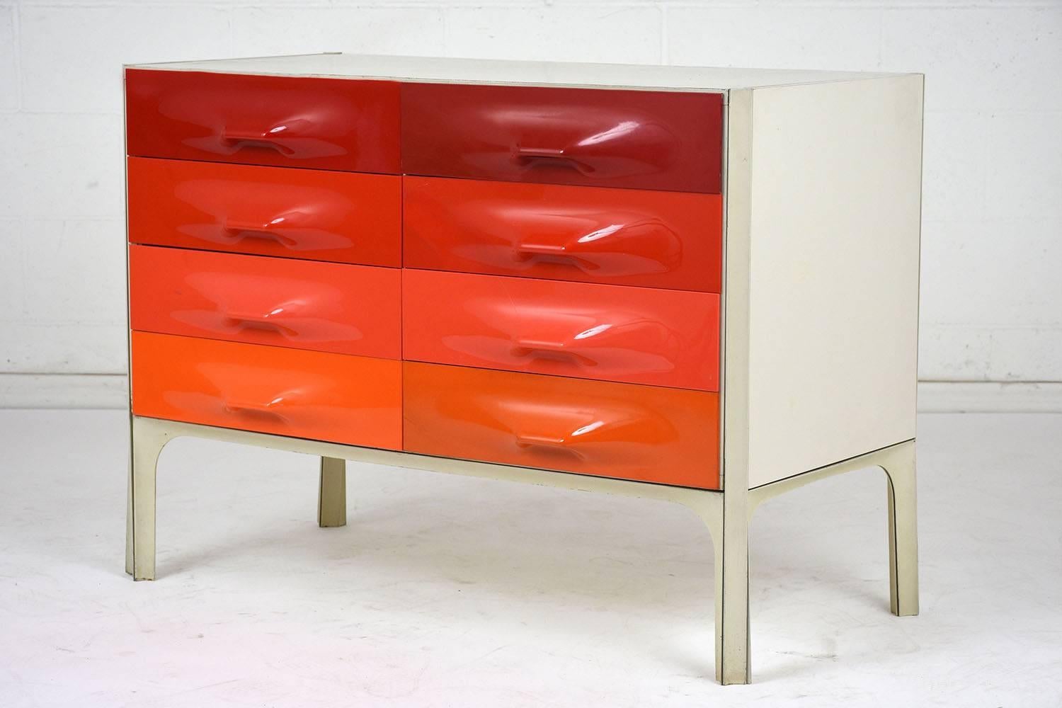 Raymond Loewy DF-2000 Chest of Drawers in Red Tones In Good Condition In Los Angeles, CA