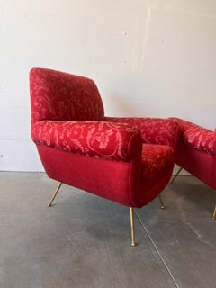Pair of Italian Mid Century Modern Lounge Chairs by Gigi Radice
