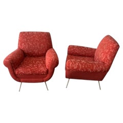 Pair of Italian Mid Century Modern Lounge Chairs by Gigi Radice