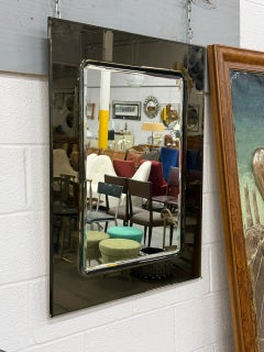 Fontana Arte Style Italian Chrome Framed Mirror