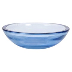 Ciotola decorativa vintage in vetro di Murano blu Venini, disegnata da Carlo Scarpa