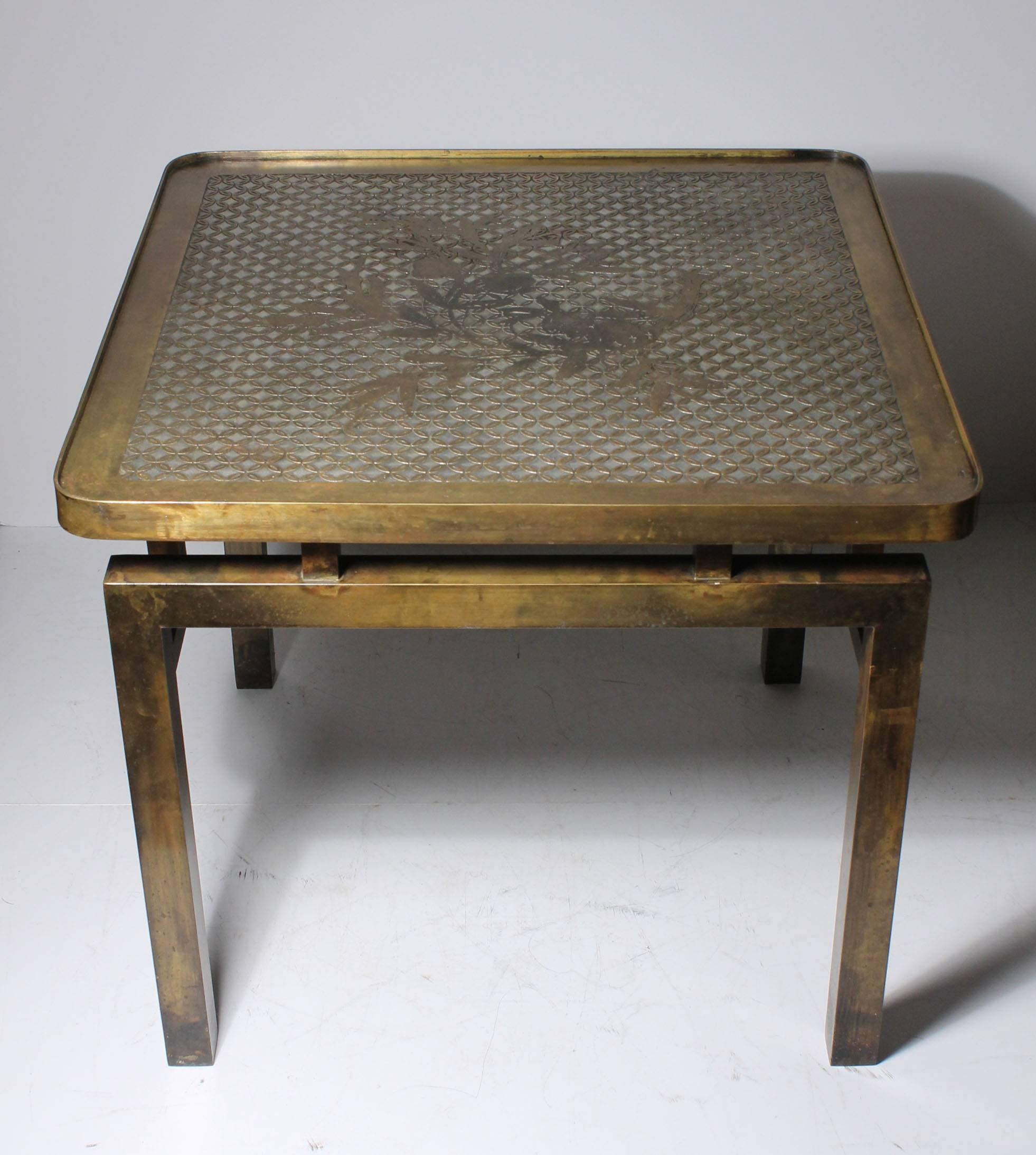 20th Century Architectural Brass Philip and Kelvin LaVerne Side Table For Sale