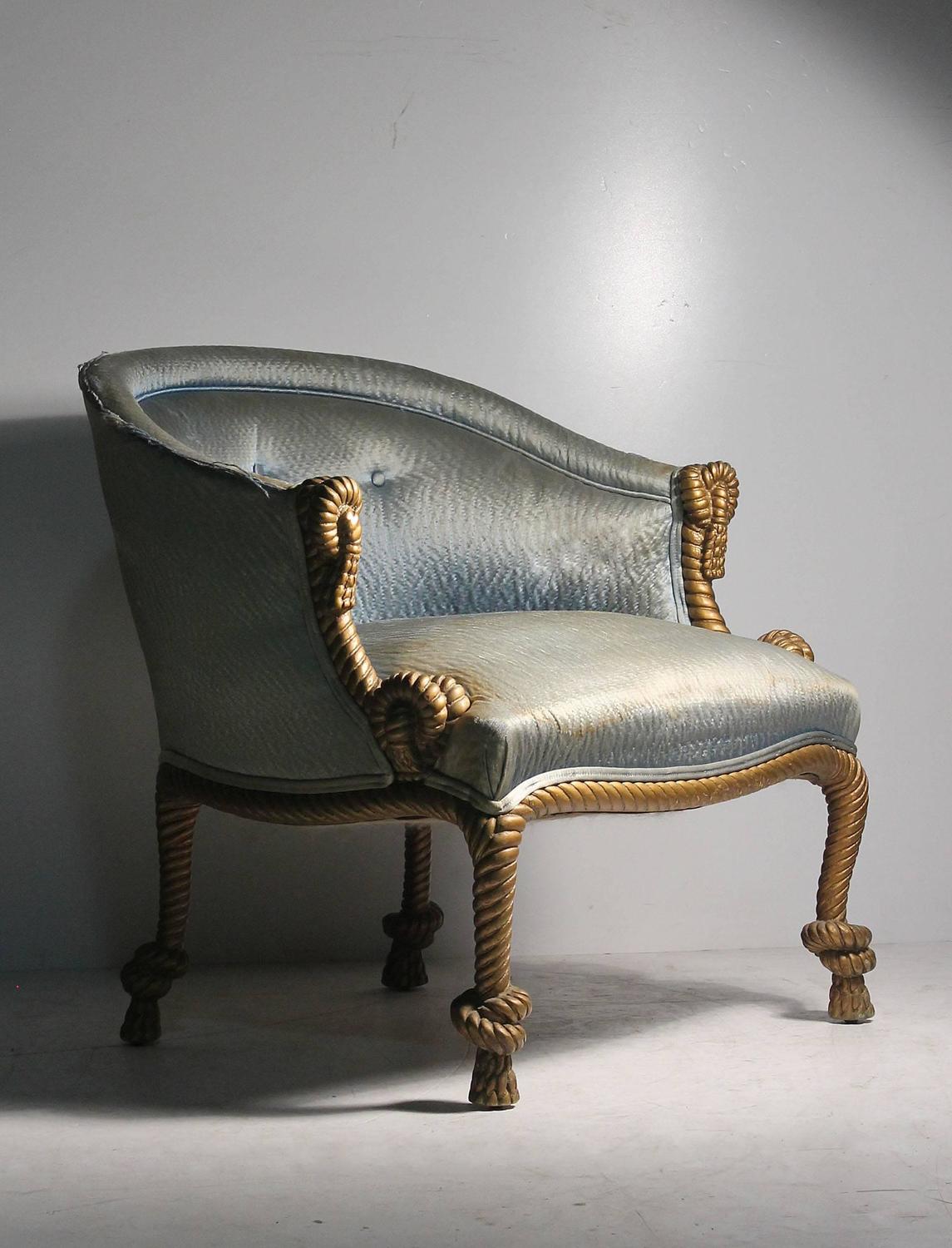 Pair of Vintage Rope and Tassel Lounge Chairs at 1stdibs