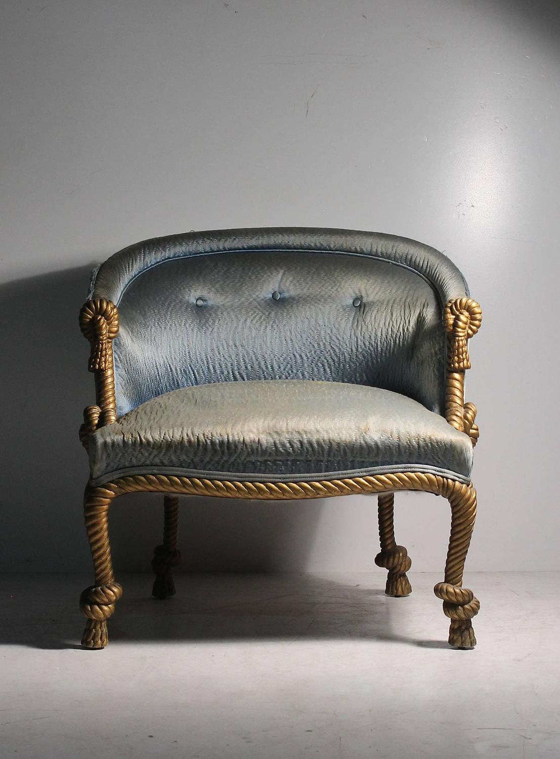 Pair of Vintage Rope and Tassel Lounge Chairs at 1stdibs