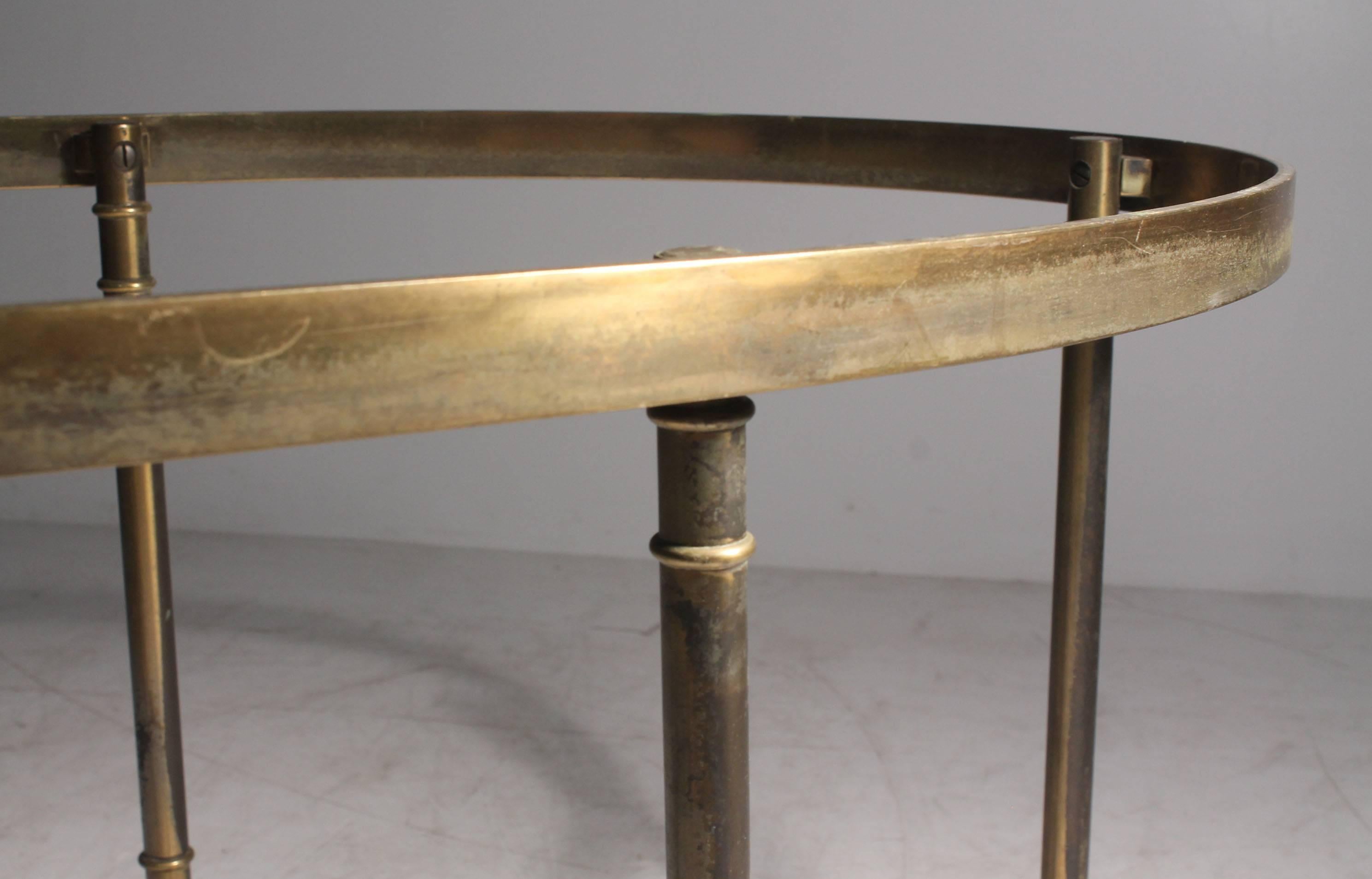 20th Century Vintage Brass Oval La Barge Hollywood Regency Six Leg/Hoof Coffee Table