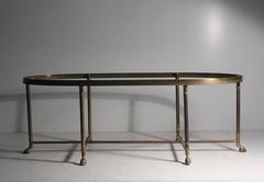 Vintage Brass Oval La Barge Hollywood Regency Six Leg/Hoof Coffee Table