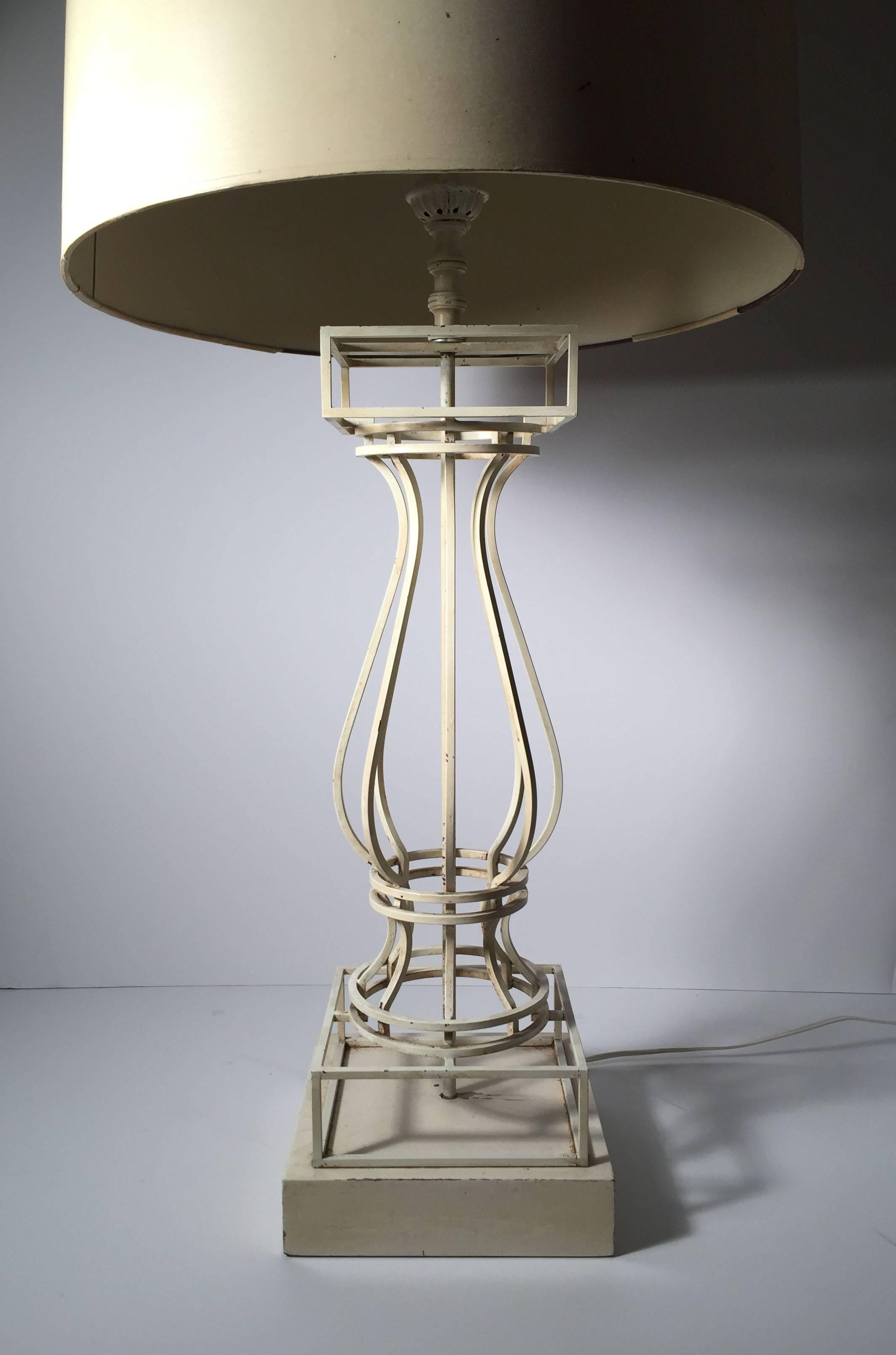 Mid-Century Modern Vintage Iron Lamps Attributed to Jean Charles Moreux For Sale