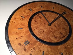 Vintage Wanduhr aus Chrom und Wurzelholz von Raymor