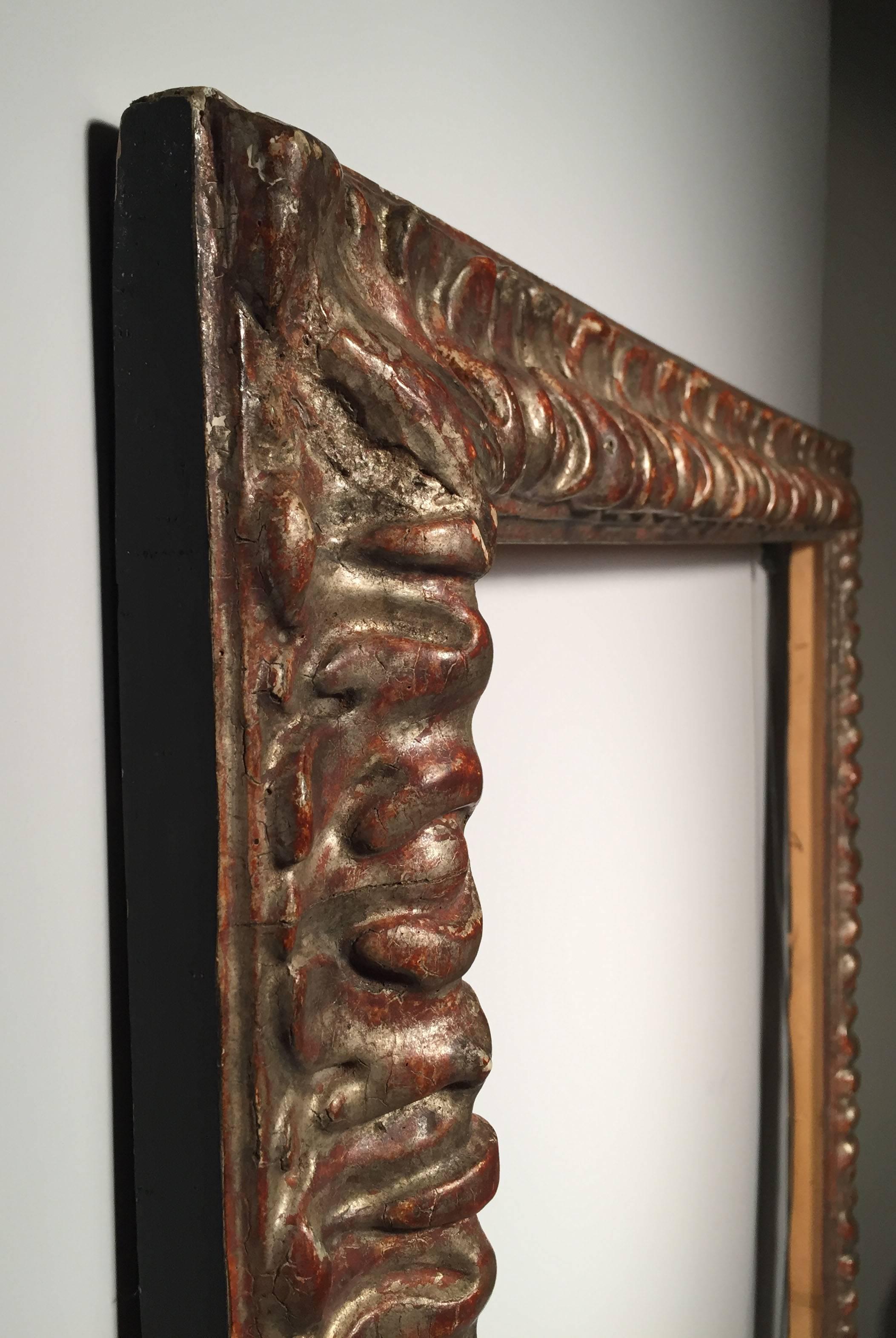 Wood Vintage 20th Century Italian Decorator Frame Mirror Baroque Style For Sale