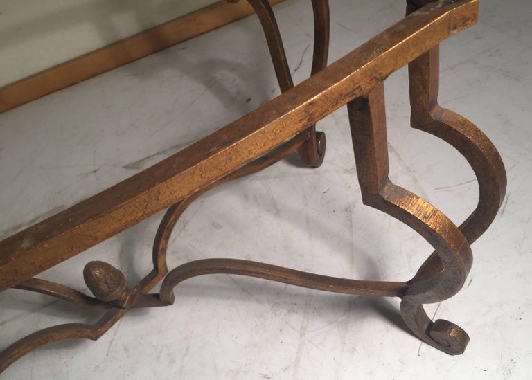 Gilt Wrought Iron Maison Ramsay Coffee Table Frame with Acorn Finial