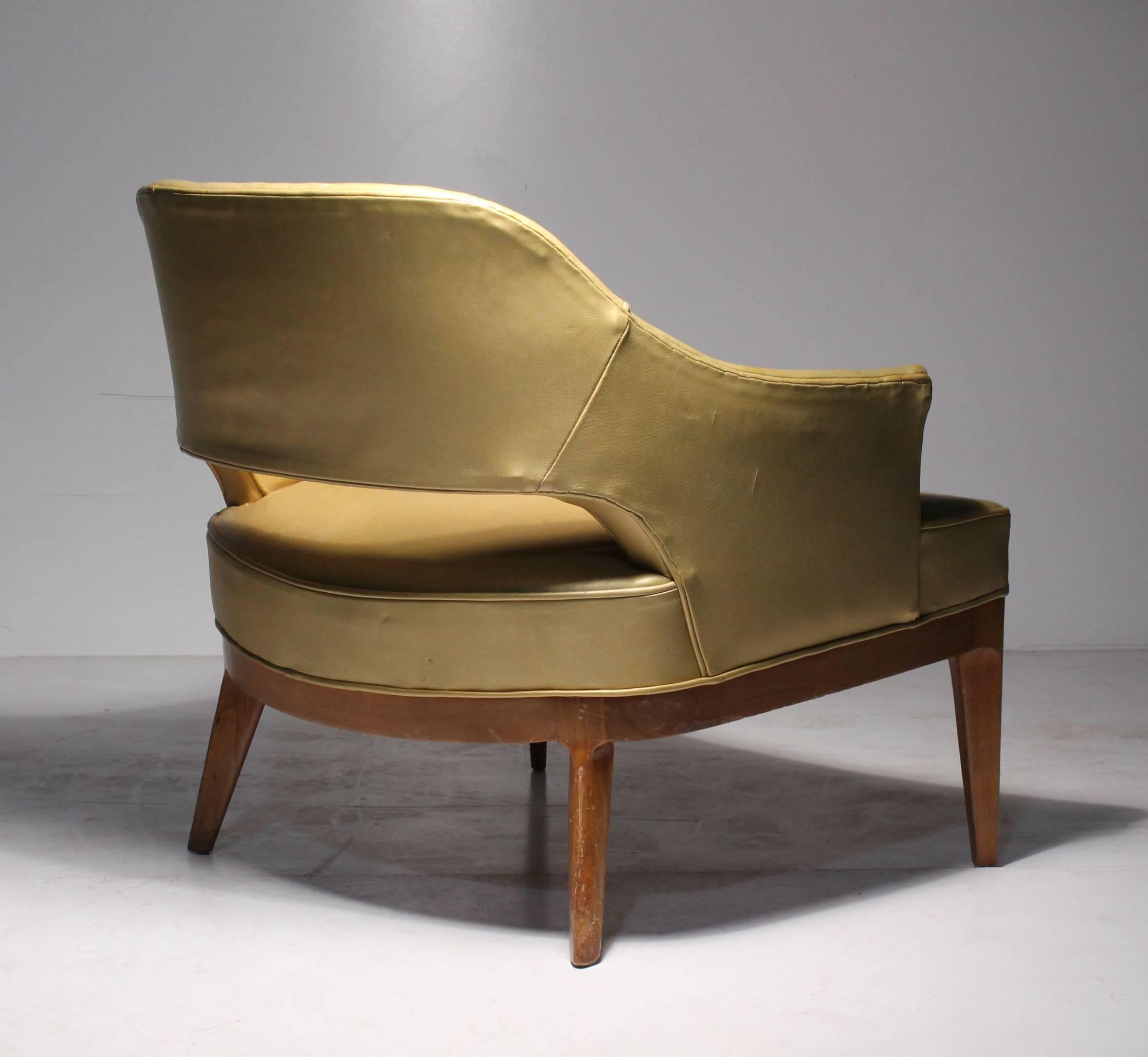 Mid-Century Modern Pair of Swank Designer Low Vintage Lounge Chairs by Erwin Lambeth For Sale