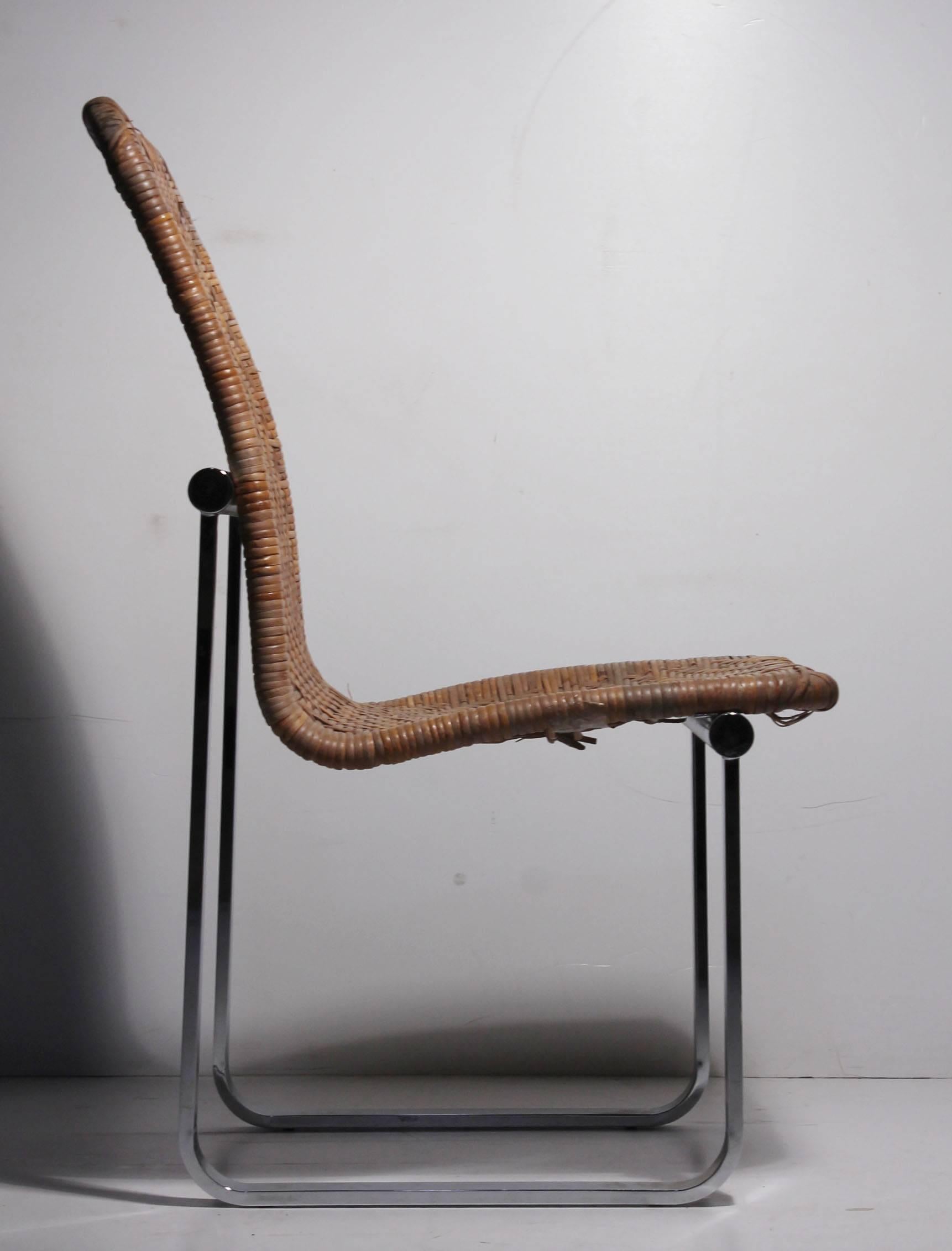 Mid-Century Modern Set of 6 Milo Baughman Chrome Strap Dining Chairs