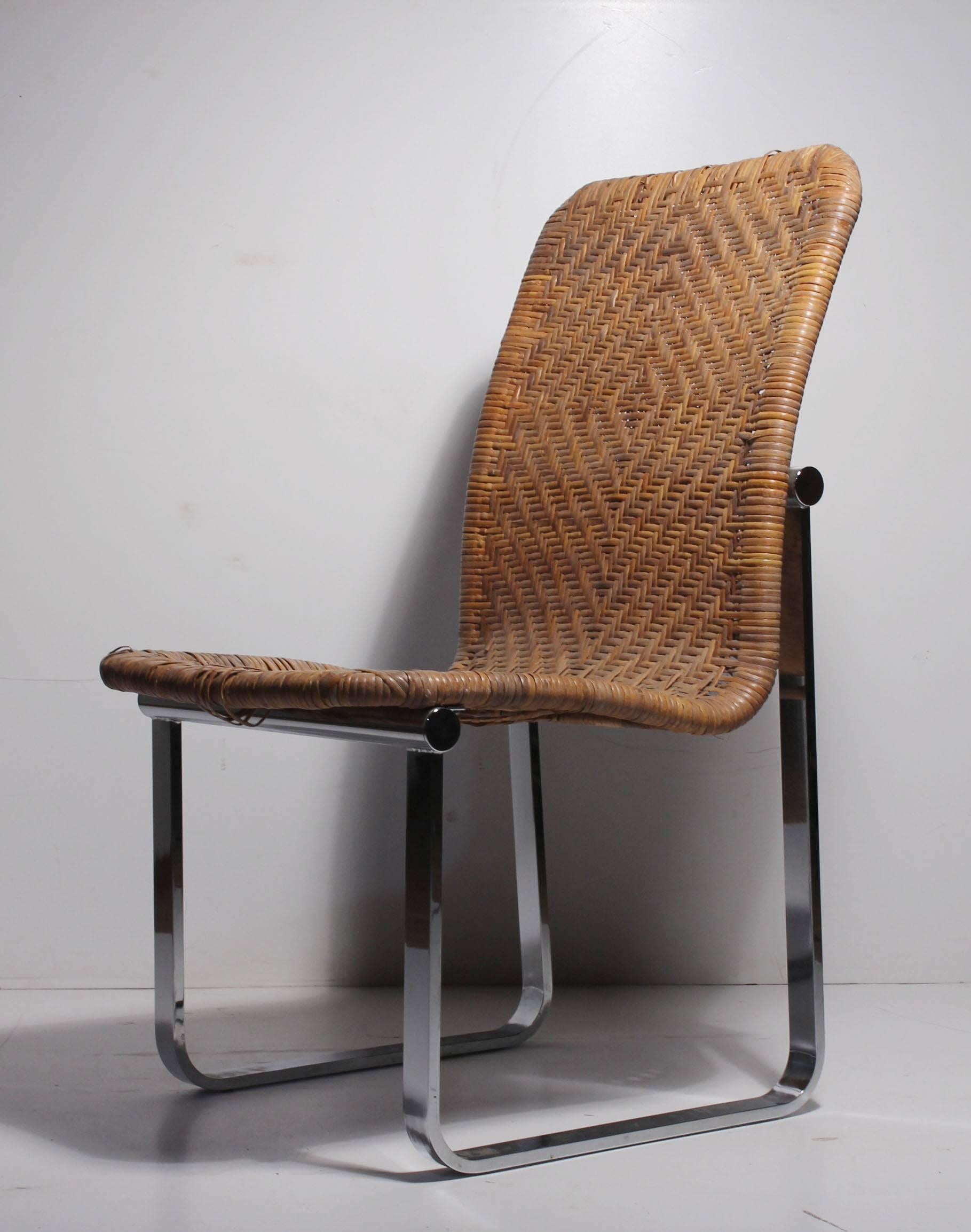 20th Century Set of 6 Milo Baughman Chrome Strap Dining Chairs