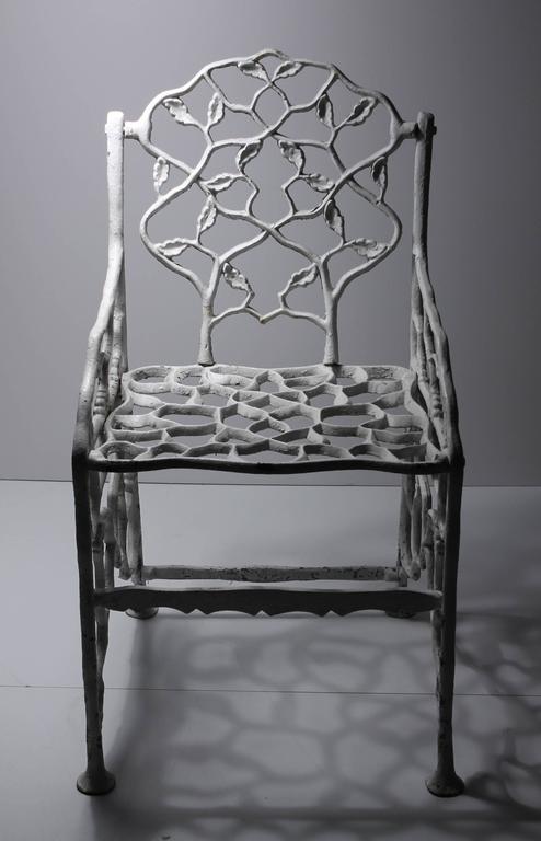 Rare PETITE "Cottage" Faux Bois Cast Iron Garden Chair by FISKE For