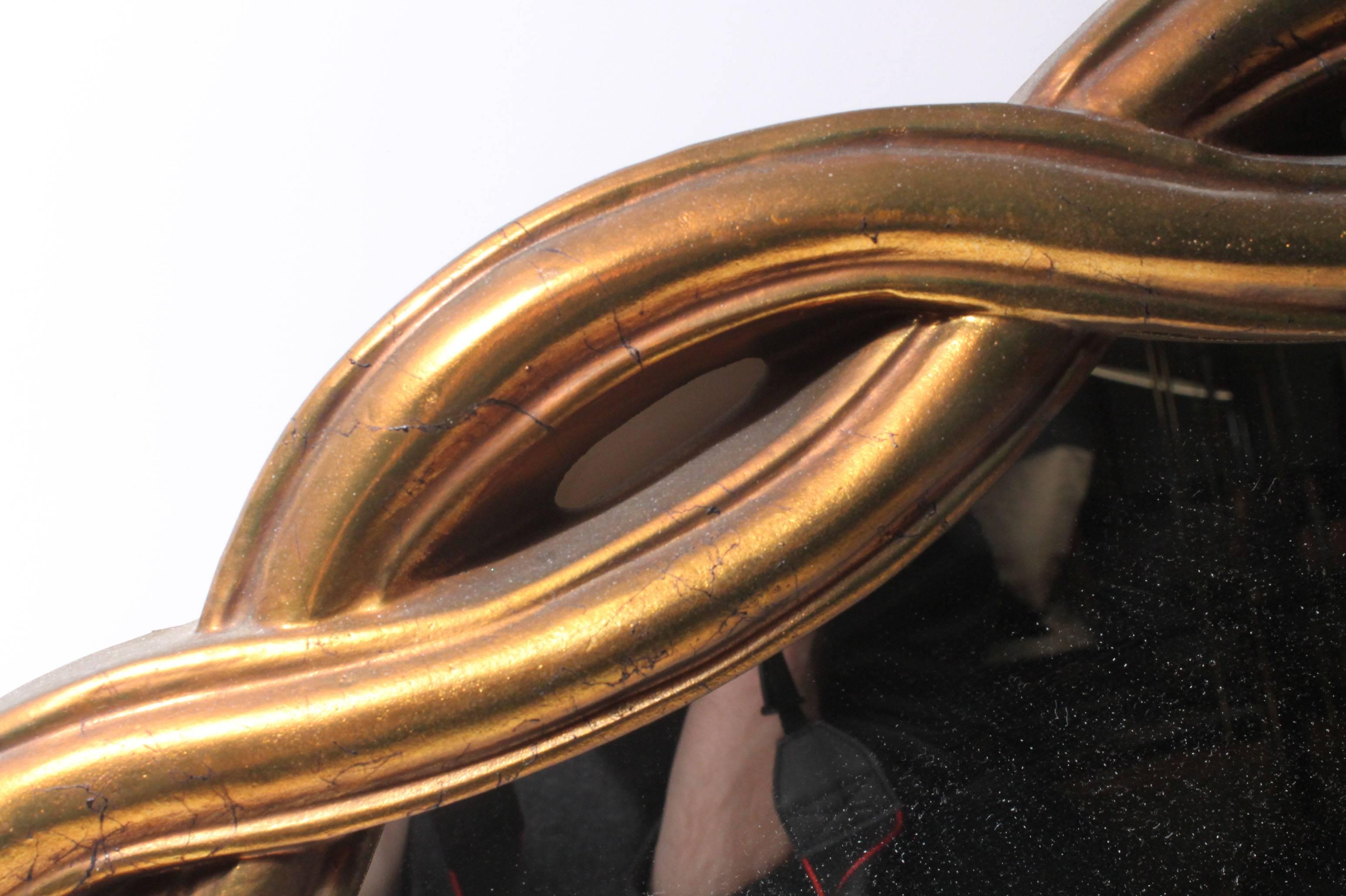 Hollywood Regency rope Weave Design Wall Mirror with Gilt Finish, La Barge Style In Good Condition In Chicago, IL