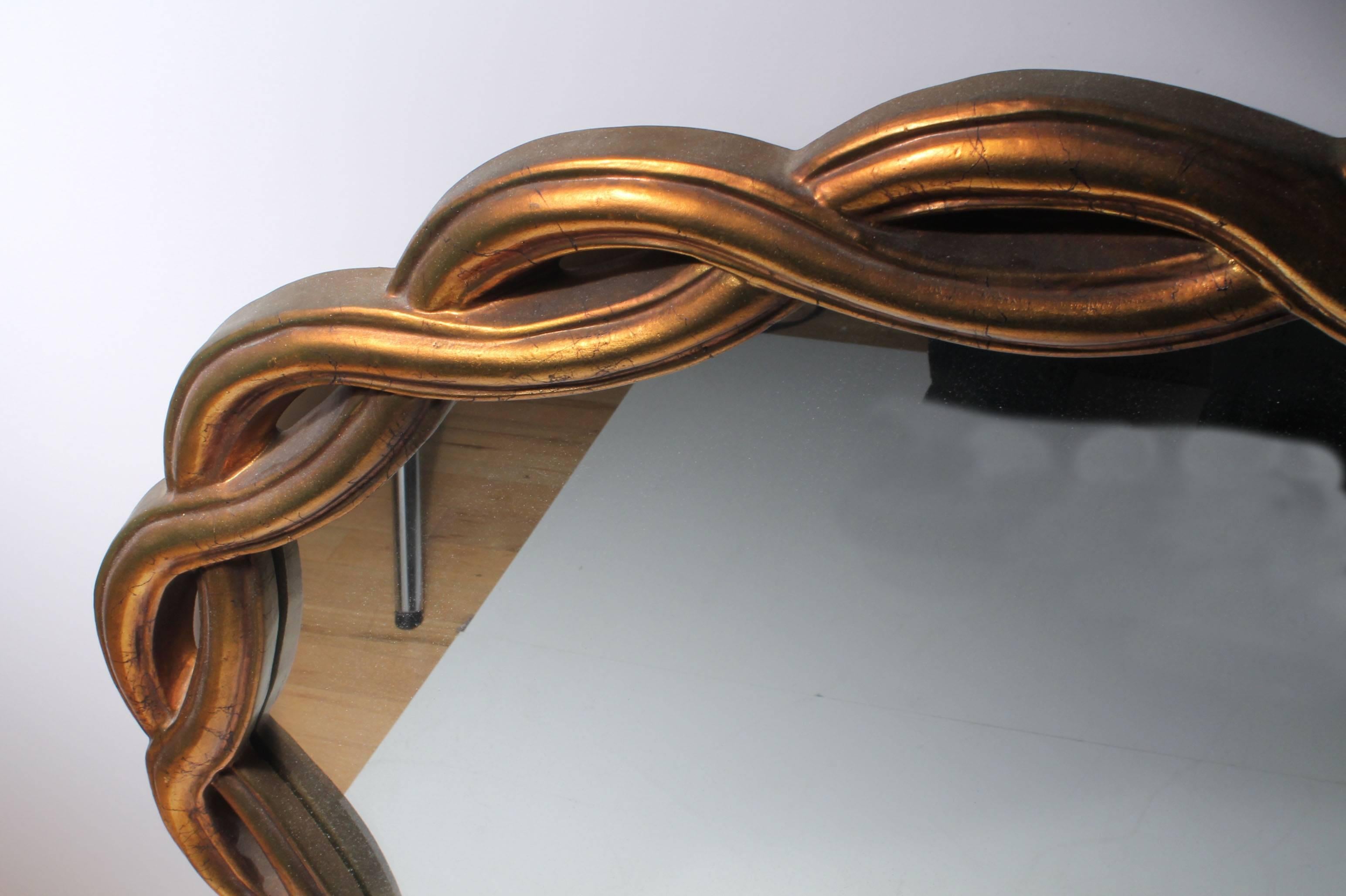 Unknown Hollywood Regency rope Weave Design Wall Mirror with Gilt Finish, La Barge Style