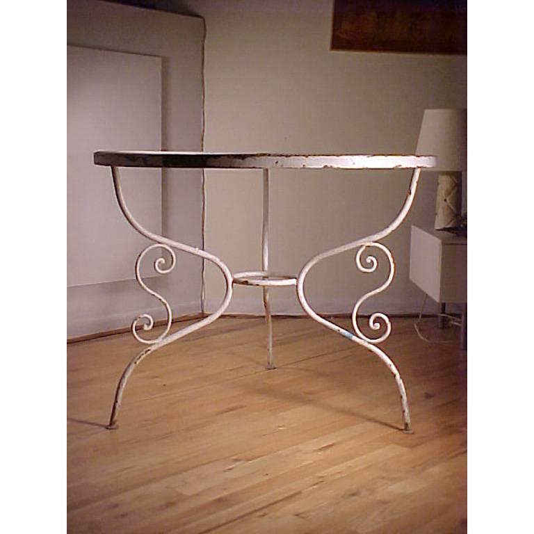 Vintage French Garden Patio Outdoor Wrought Iron Dining Table