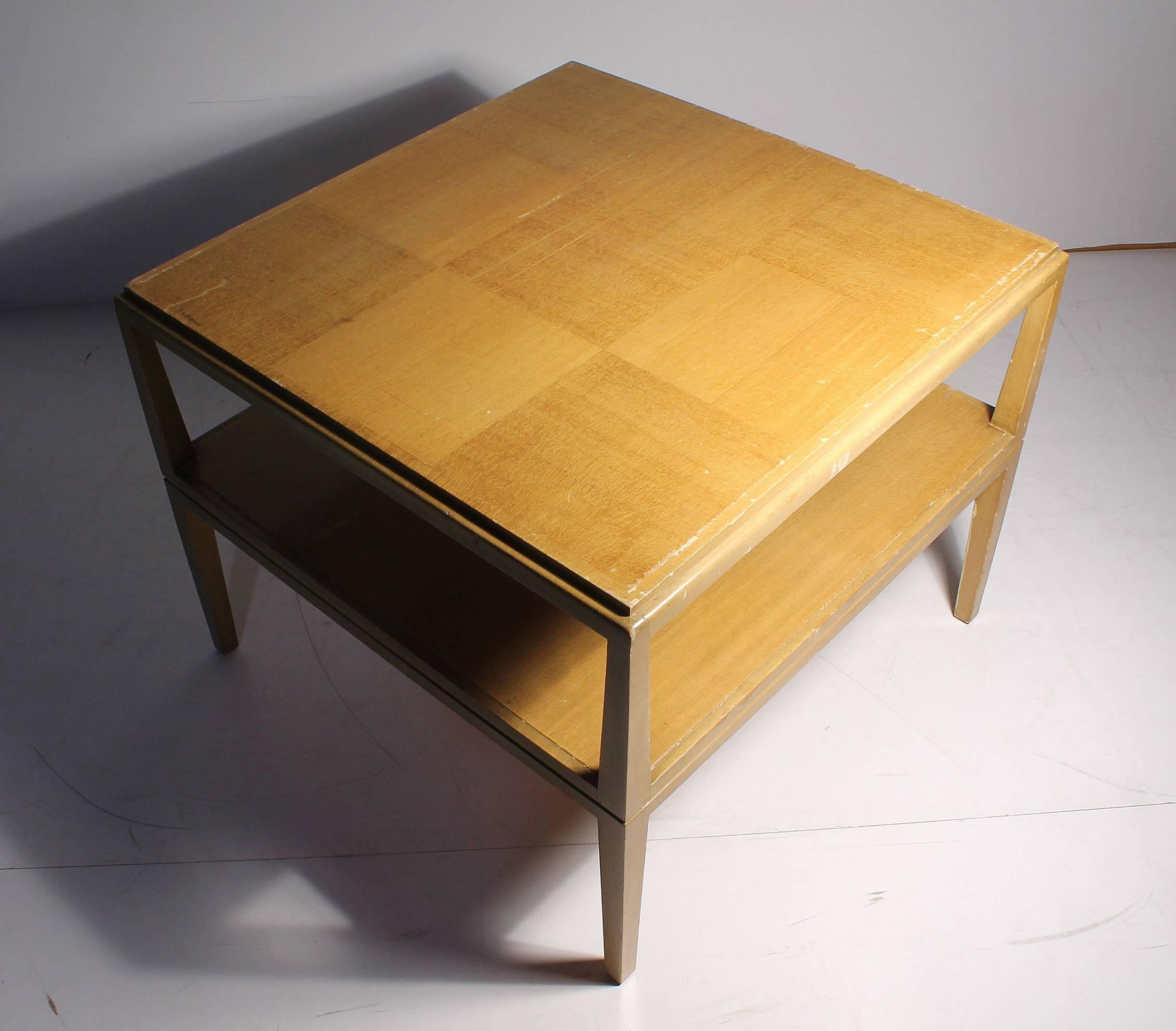 Tommi Parzinger Patchwork Occasional Table for Charak Modern (SIGNED). Manner of Edward Wormley for Dunbar. Wear to the aged original finish.  