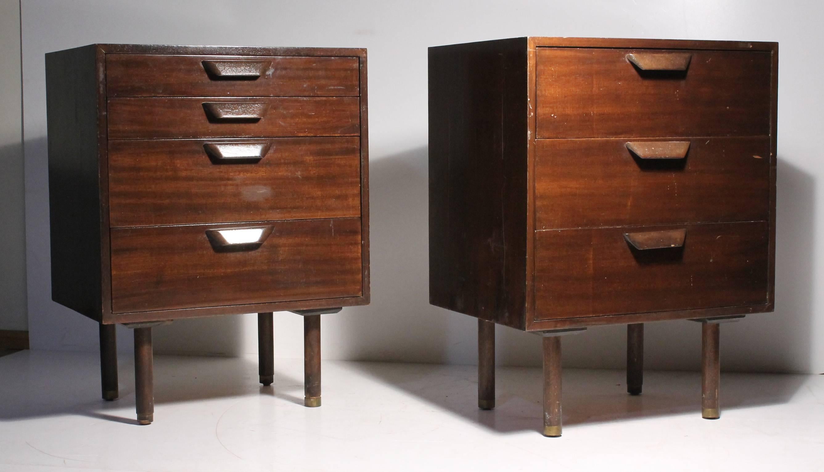 Mid-Century Modern Pair of Harvey Probber Chests or Nightstands in style of Edward Wormley Dunbar For Sale