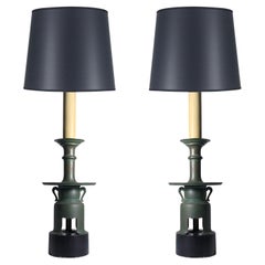 Norman Perry Vintage Oriental Bronze Chinese Decorator Lamps / Chapman