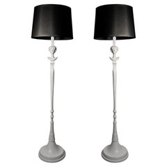 Pair of Plaster Tete De Femme Floor Lamps by Sirmos After Giacometti