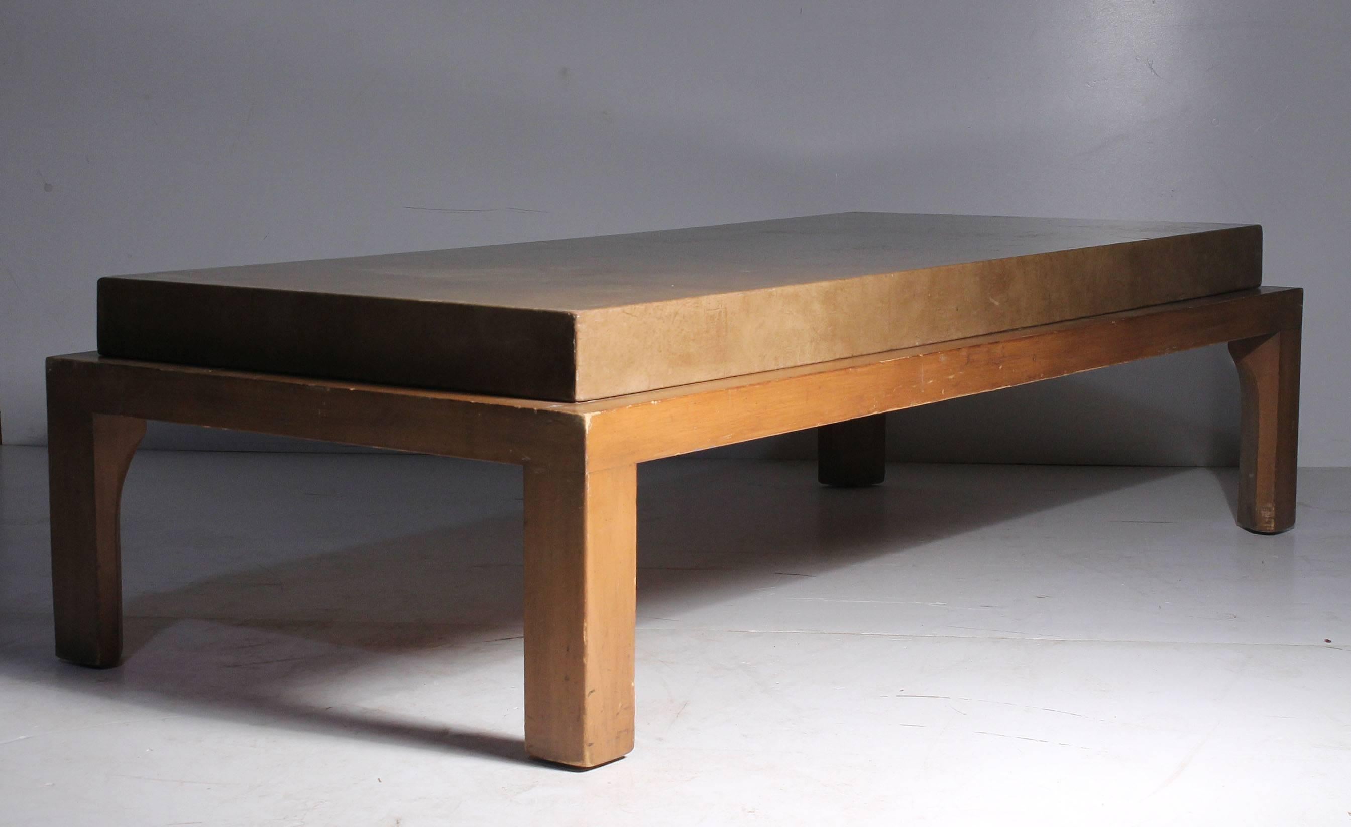 Mid-Century Modern Vintage Leather Coffee Table attributed to Tommi Parzinger for Charak Modern For Sale
