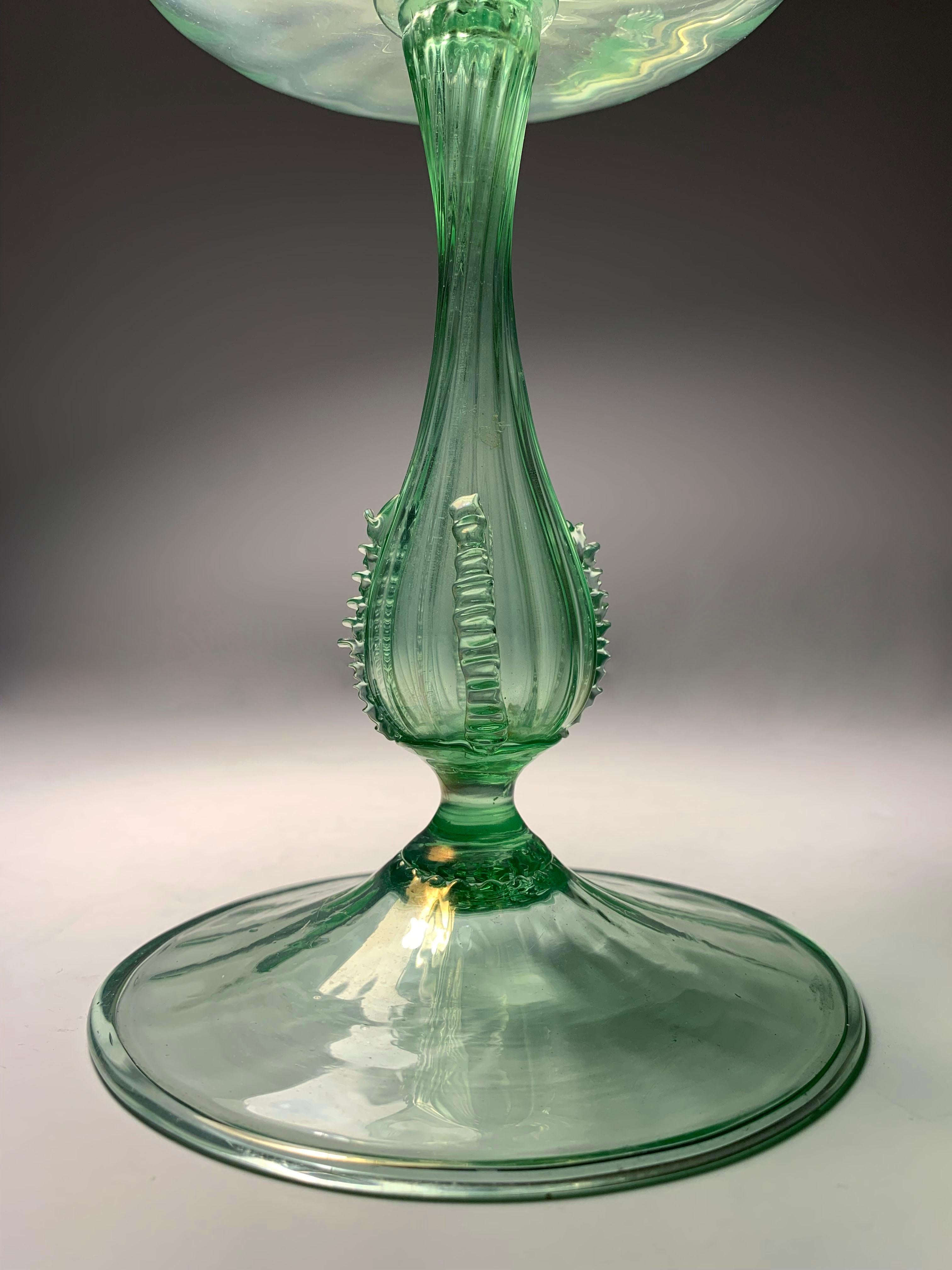 20th Century Delicate Large Murano Art Glass Centerpiece Compote by Salviati For Sale